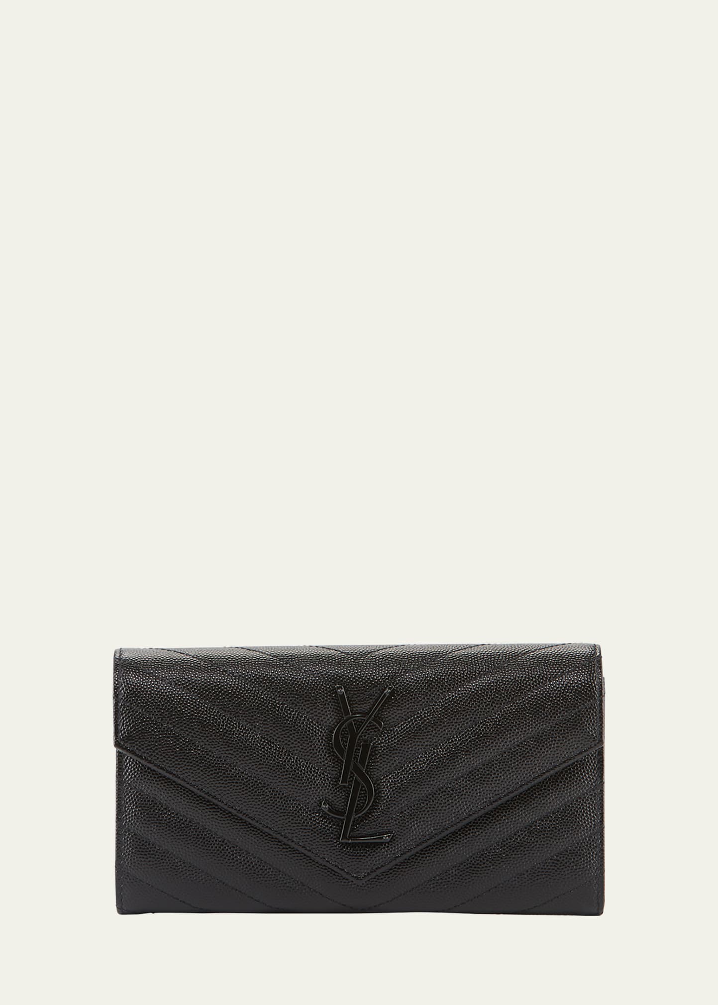 Shop Saint Laurent MONOGRAM LARGE FLAP WALLET IN METALLIZED LEATHER  (372266) by blueblue77