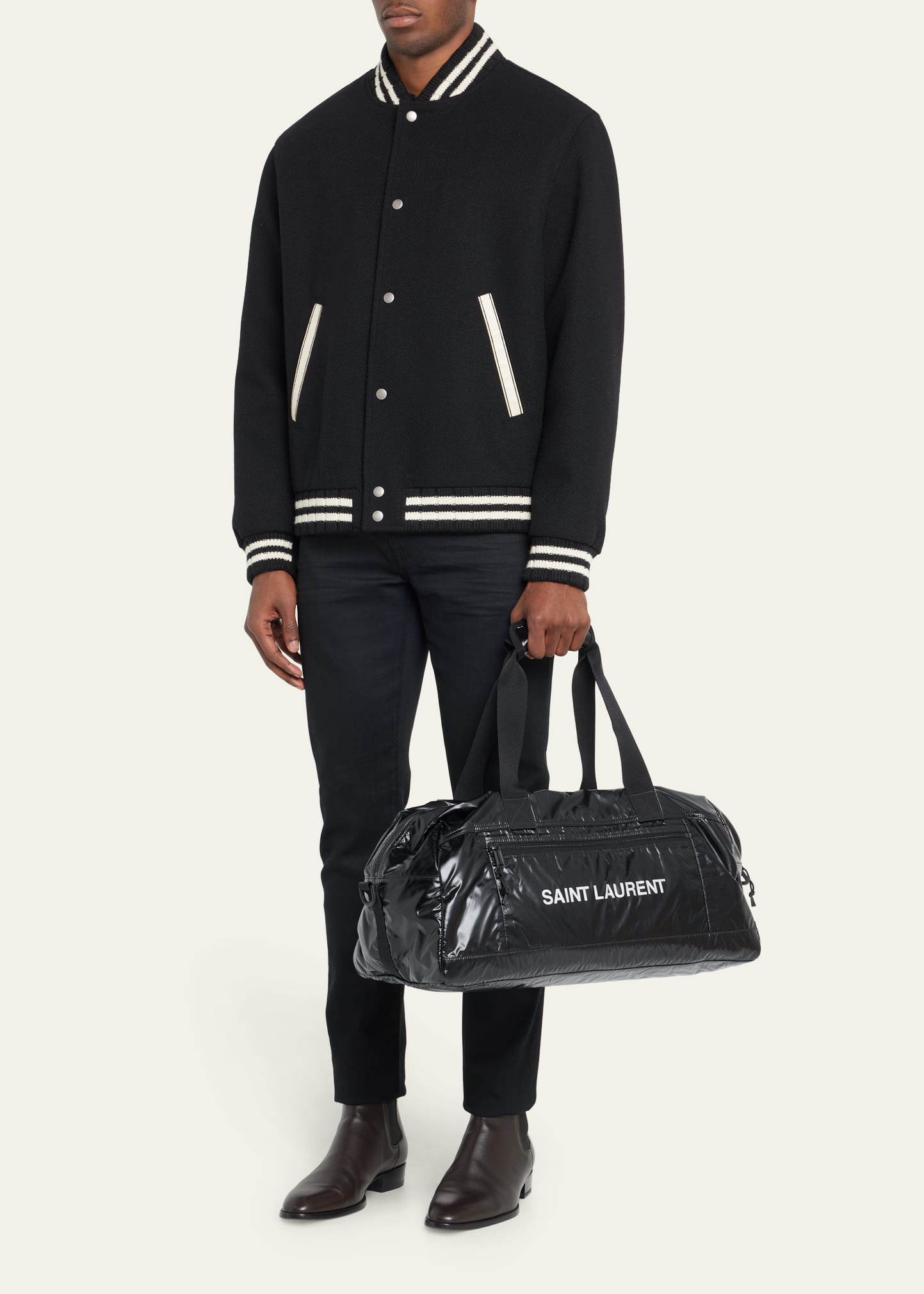 Saint Laurent Men's YSL Sport Nylon Logo Duffel Bag