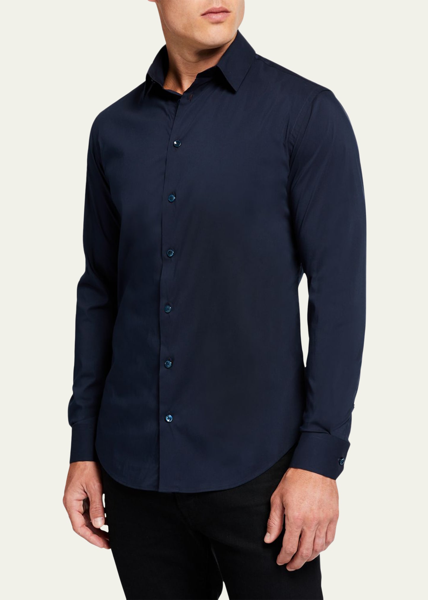 Giorgio Armani Men's Basic Sport Shirt, Navy - Bergdorf Goodman