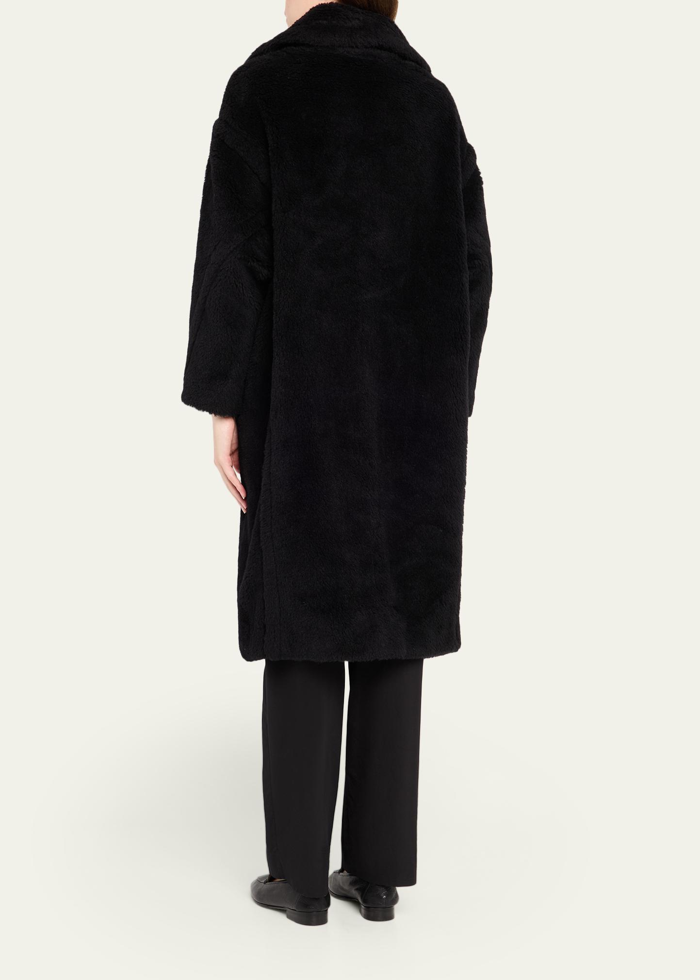 Max Mara Alpaca-Silk Teddy Knit Coat, Black - Bergdorf Goodman