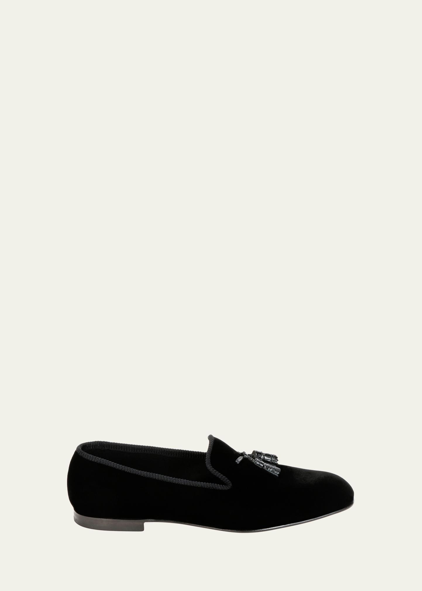 Tom Ford Black Suede Loafers with Tassels VELVET NICOLAS TASSEL SLIPPER | TOM FORD Fashion main image 4