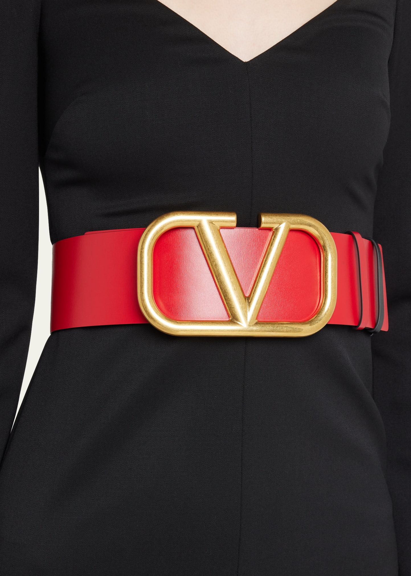 【関税込み】VALENTINO Belts Valentino Garavani V-Logo 70mm Wide Box Leather Belt