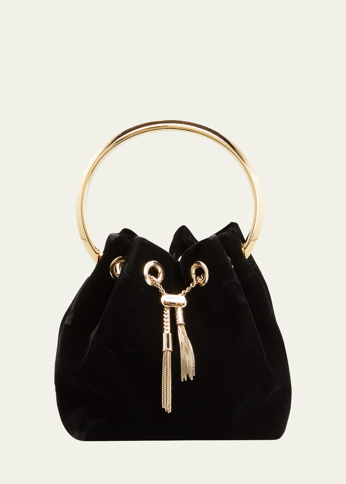 【JIMMY CHOO】ハンドバッグ　セメント柄　ブラック　ゴールド留金具 Jimmy Choo Bon Bon Velvet with Metal Handle - Bergdorf Goodman