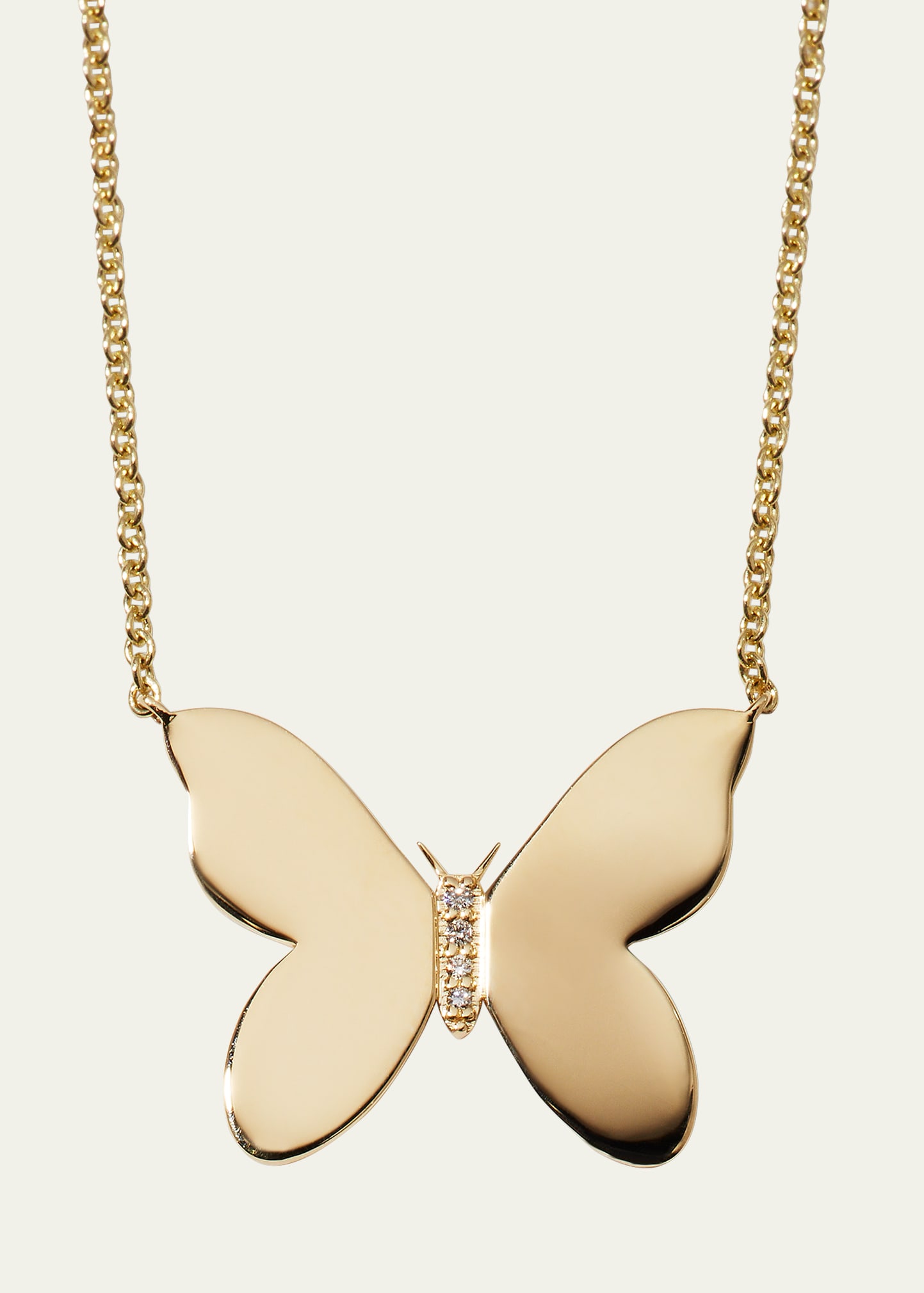 14k Plain Butterfly Necklace w/ Diamonds
