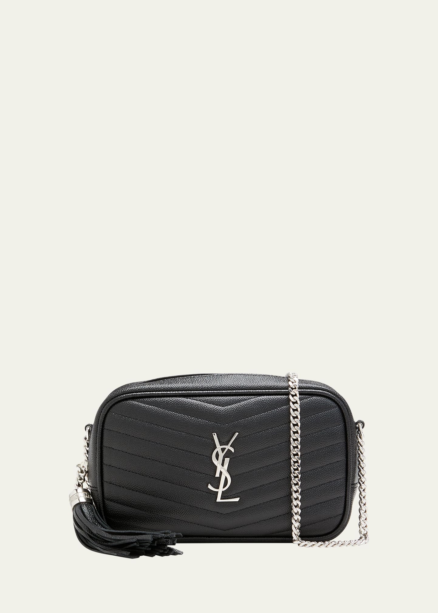 Saint Laurent Mini Lou Quilted Leather Camera Bag In Off-white