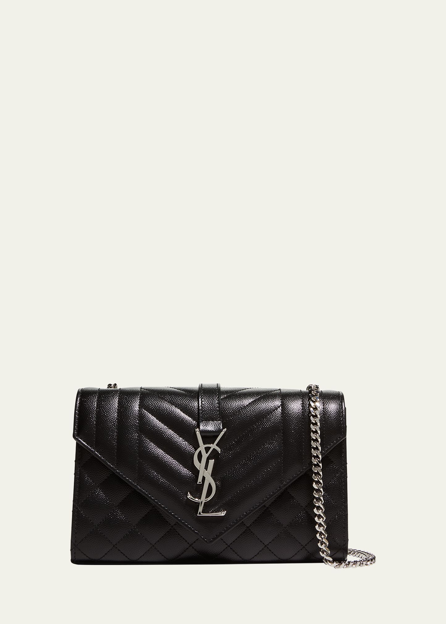 Saint Laurent Small Ysl Monogram Leather Satchel Bag Black