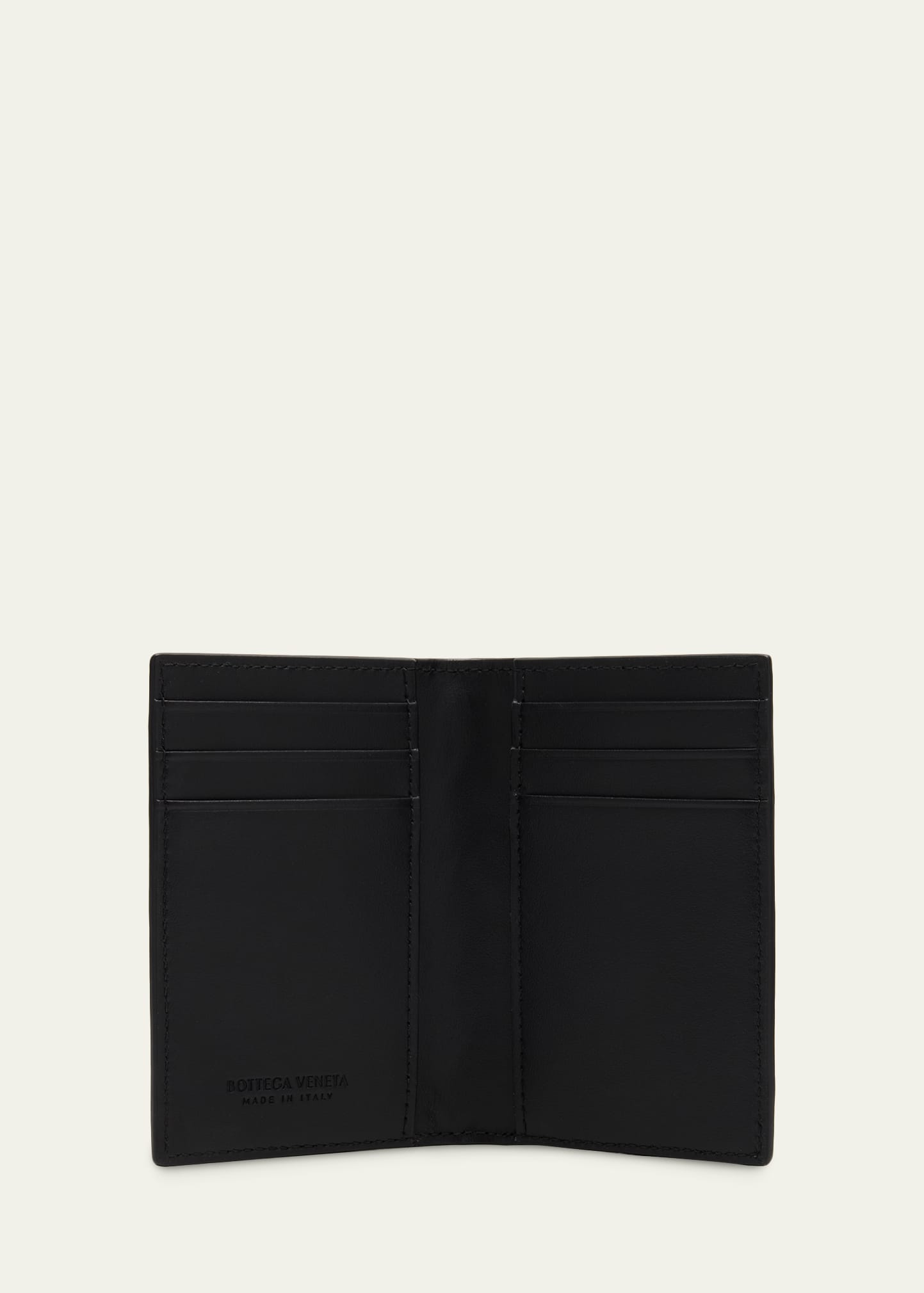 BOTTEGA VENETA ブラックレザー手帳型ケース Bottega Veneta Getaway Fondente Intrecciato Document Holder