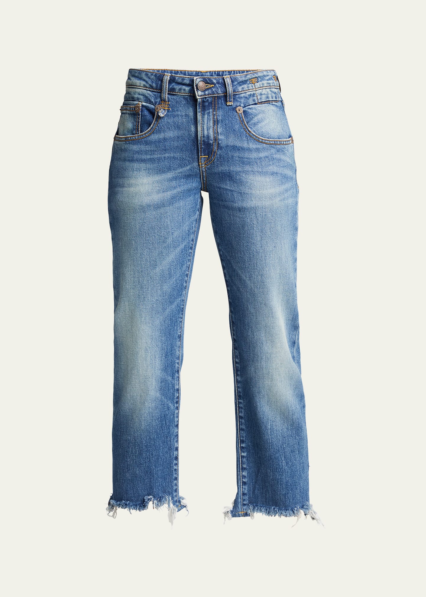 R13 Boy Straight Cropped Jeans w Ripped Hem Bergdorf Goodman