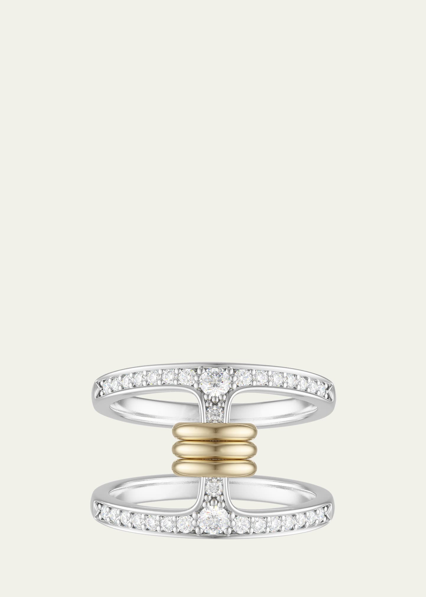 333 Collection by Hoorsenbuhs x Spinelli Kilcollin 333 HBXSK Phantom Sk Pave Sterling Silver Pave White Diamond Hb Phantom Ring w/ 18K Gold Sk Annulets