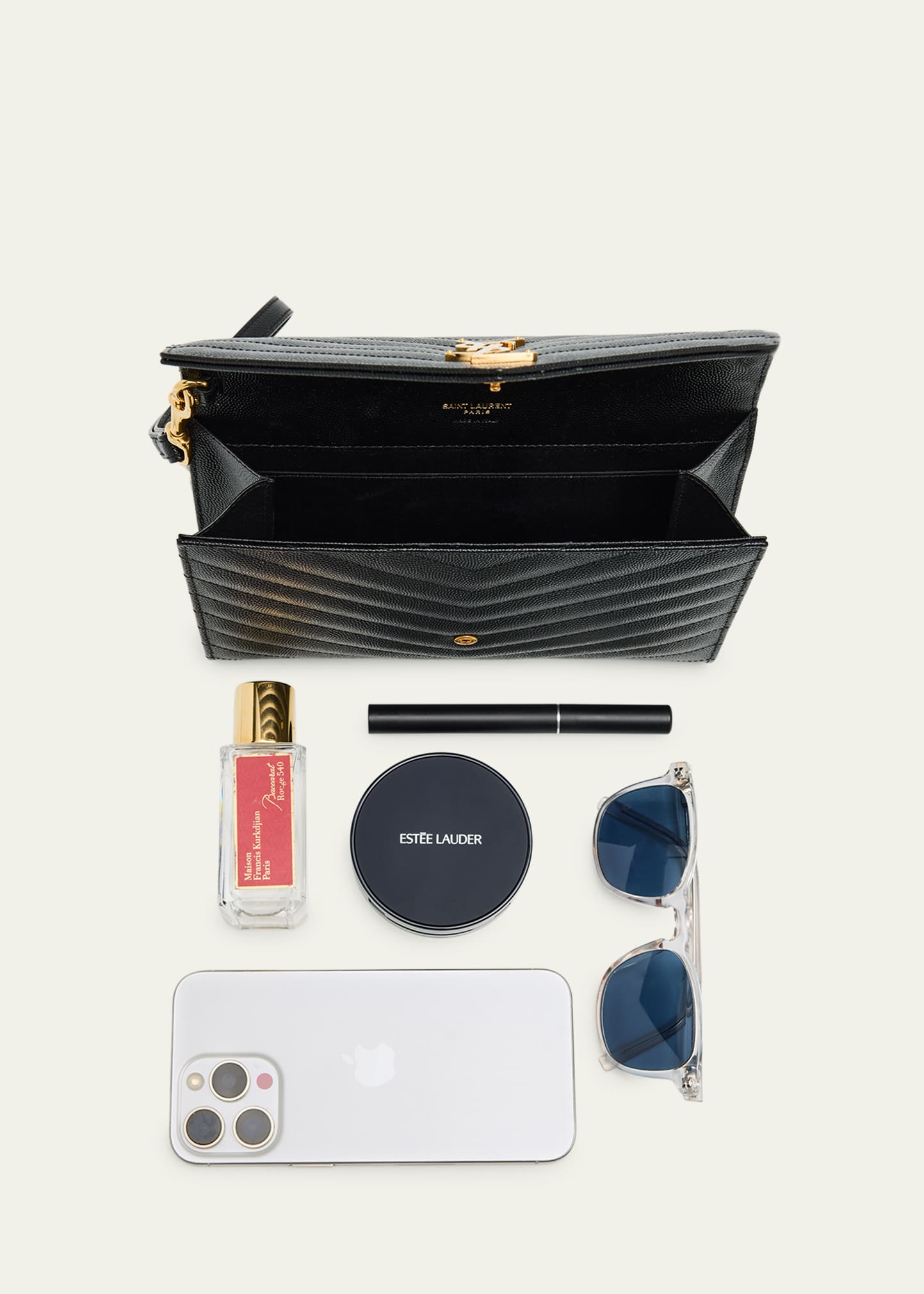 【SAINT LAURENT】MONOGRAM CLUTCH Saint Laurent Monogram Quilted Leather Wallet Clutch | eBay