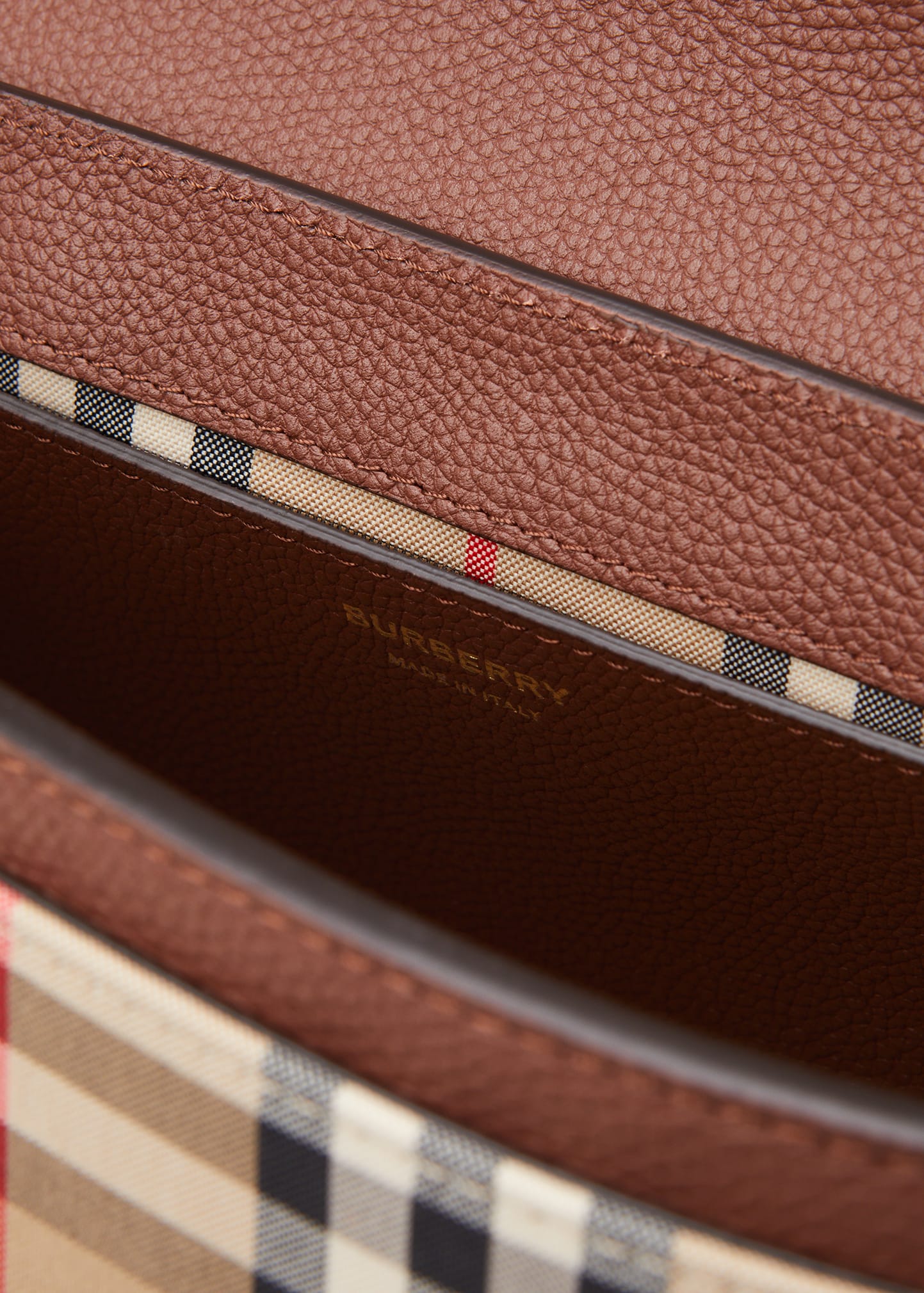 Burberry Note Medium Vintage Check & Leather Crossbody Bag