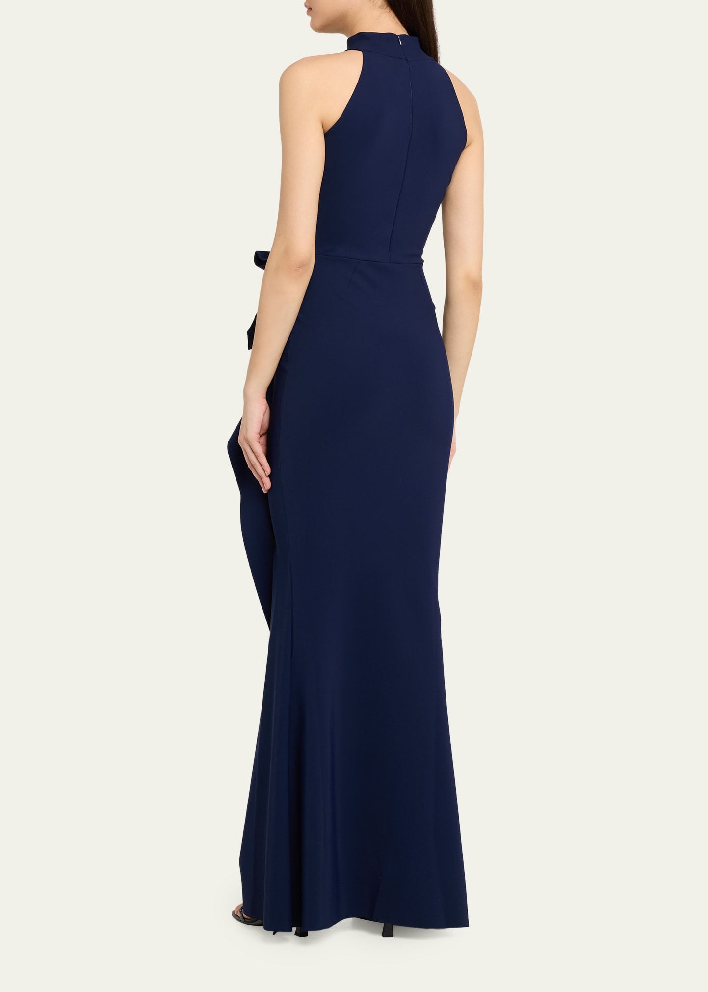 chiara boni la petite robe sleeveless halter ruched dress Chiara Boni La Petite Robe Side Ruched Halter Gown With Asymmetric Ruffle, Passion, Women's, 16, Halter Neck Gowns