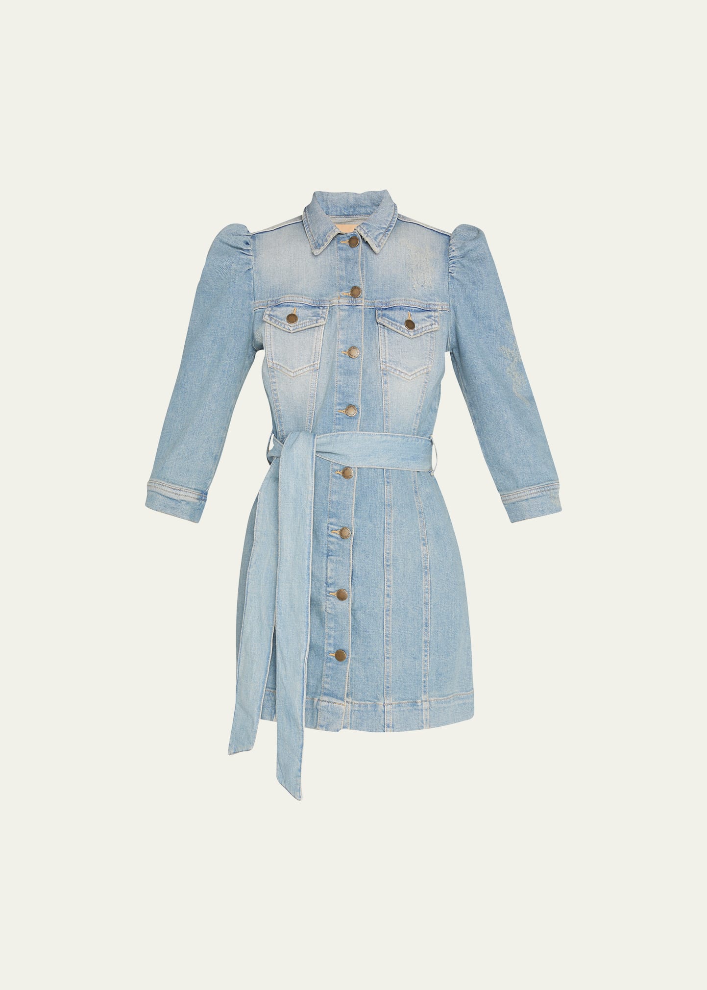 Her lip to♡Lace Belted Denim Dress Blue