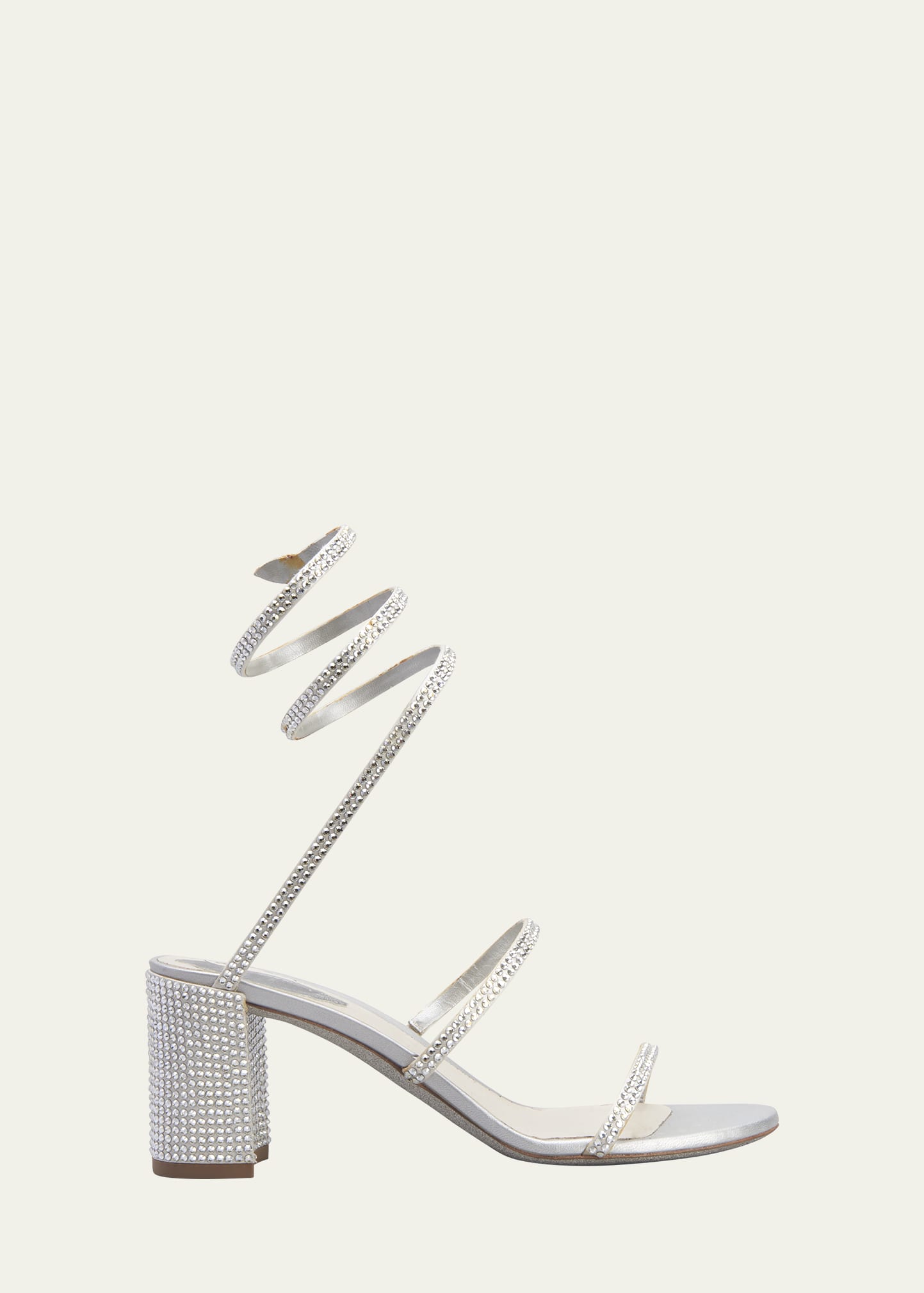 Rene Caovilla Cleo 85mm Snake-Wrap Block-Heel Sandals