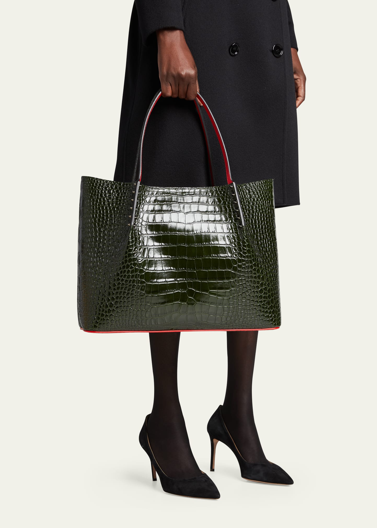 Christian Louboutin Cabarock Large in Croc Embossed Leather