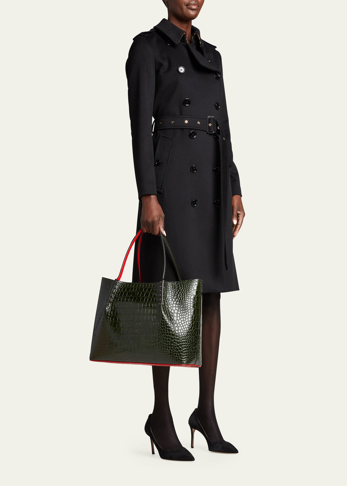 Christian Louboutin Cabarock Large in Croc Embossed Leather