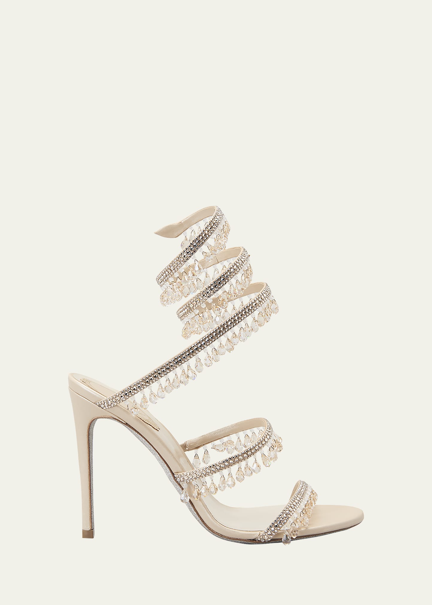 Rene Caovilla Chandelier Snake Beaded Crystal Ankle-Wrap