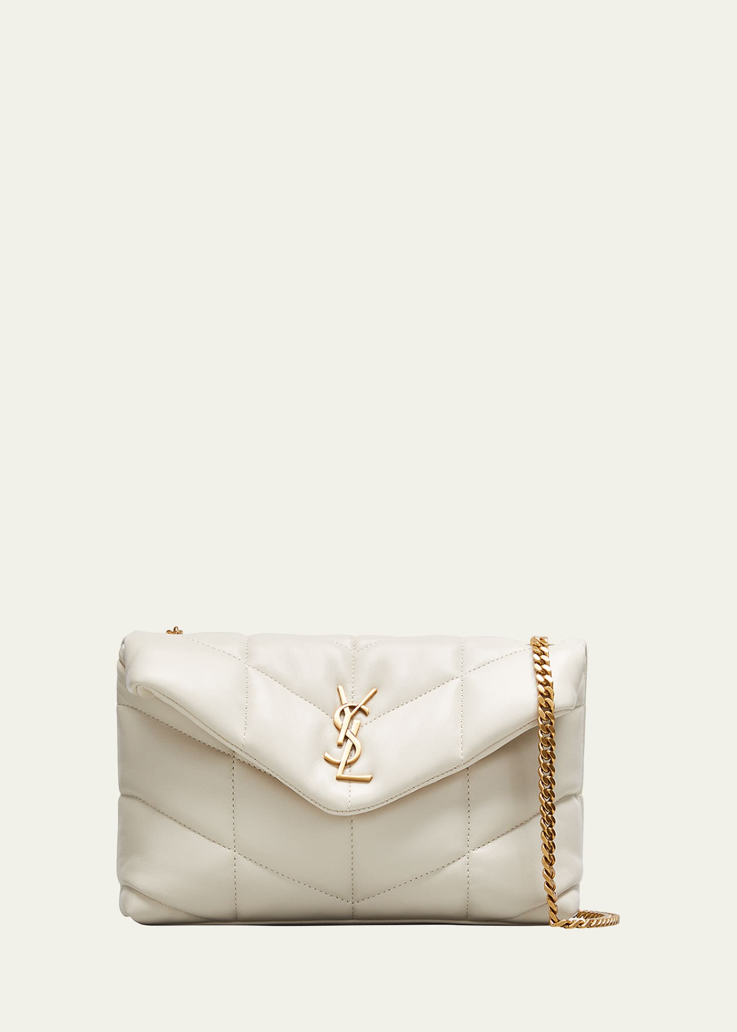 Saint Laurent Monogram YSL VFlap Large TriQuilt Envelope Chain Shoulder Bag Golden Hardware