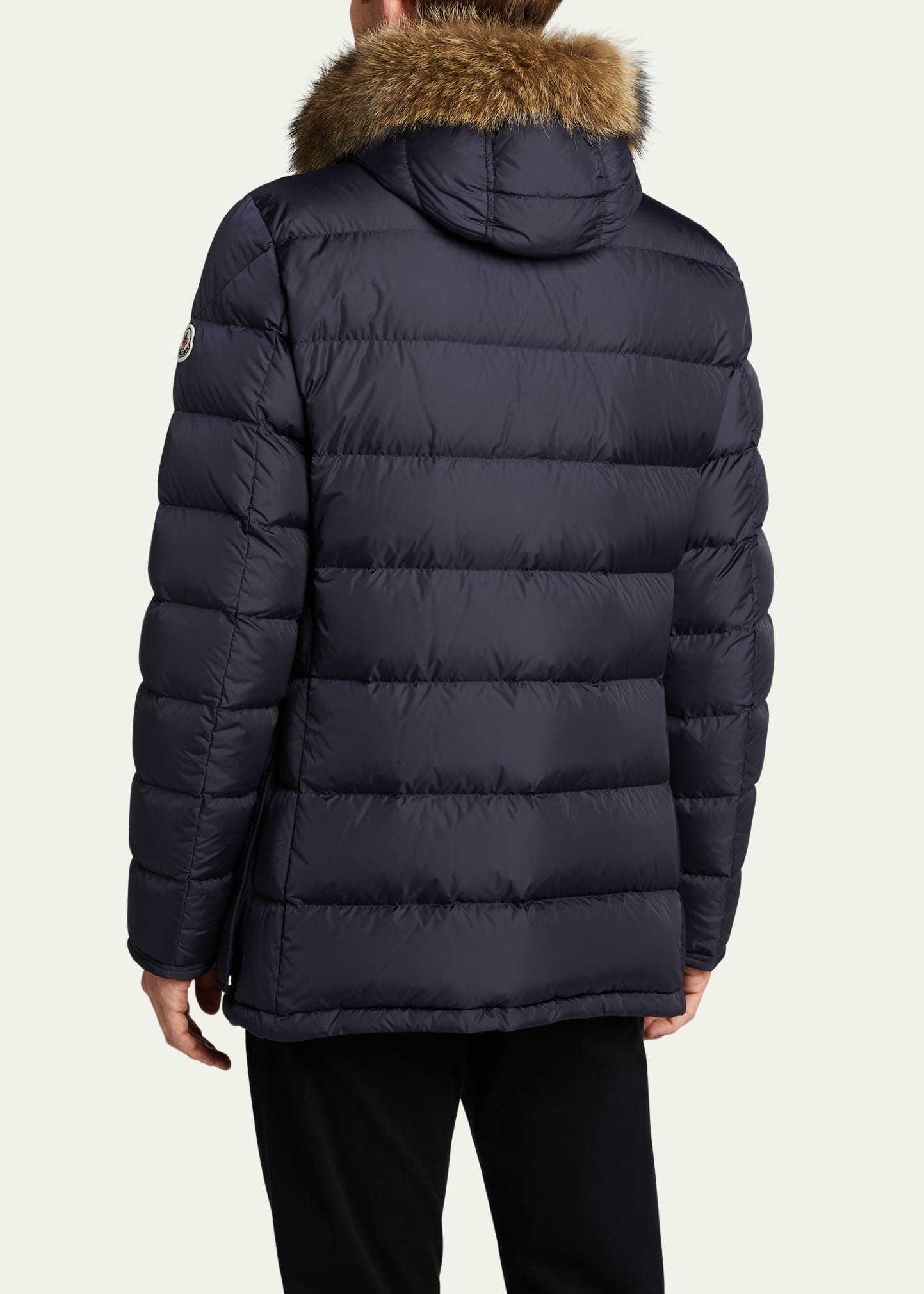 Moncler Men's Cluny Quilted Puffer Jacket w/ Fur Trim - Bergdorf