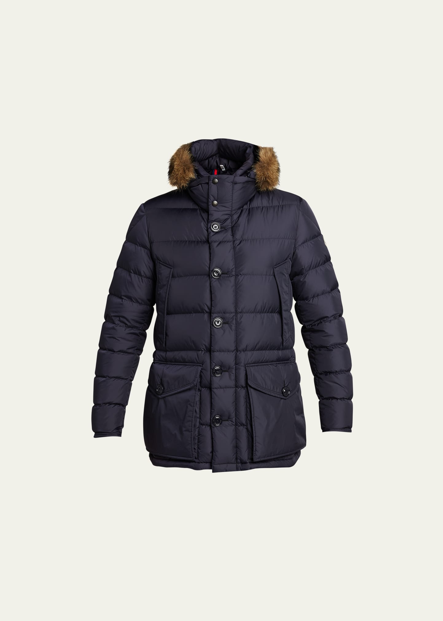 Moncler Men's Cluny Quilted Puffer Jacket w/ Fur Trim - Bergdorf