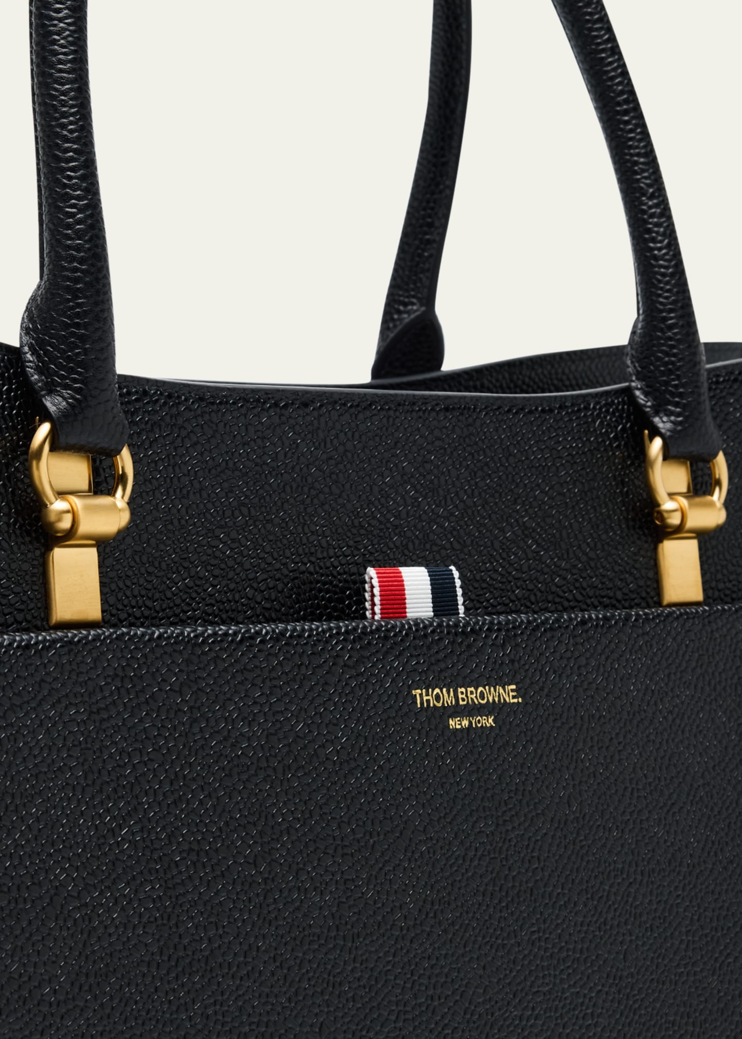Thom Browne Men's Large Duet Tote In Pebble Grain Leather