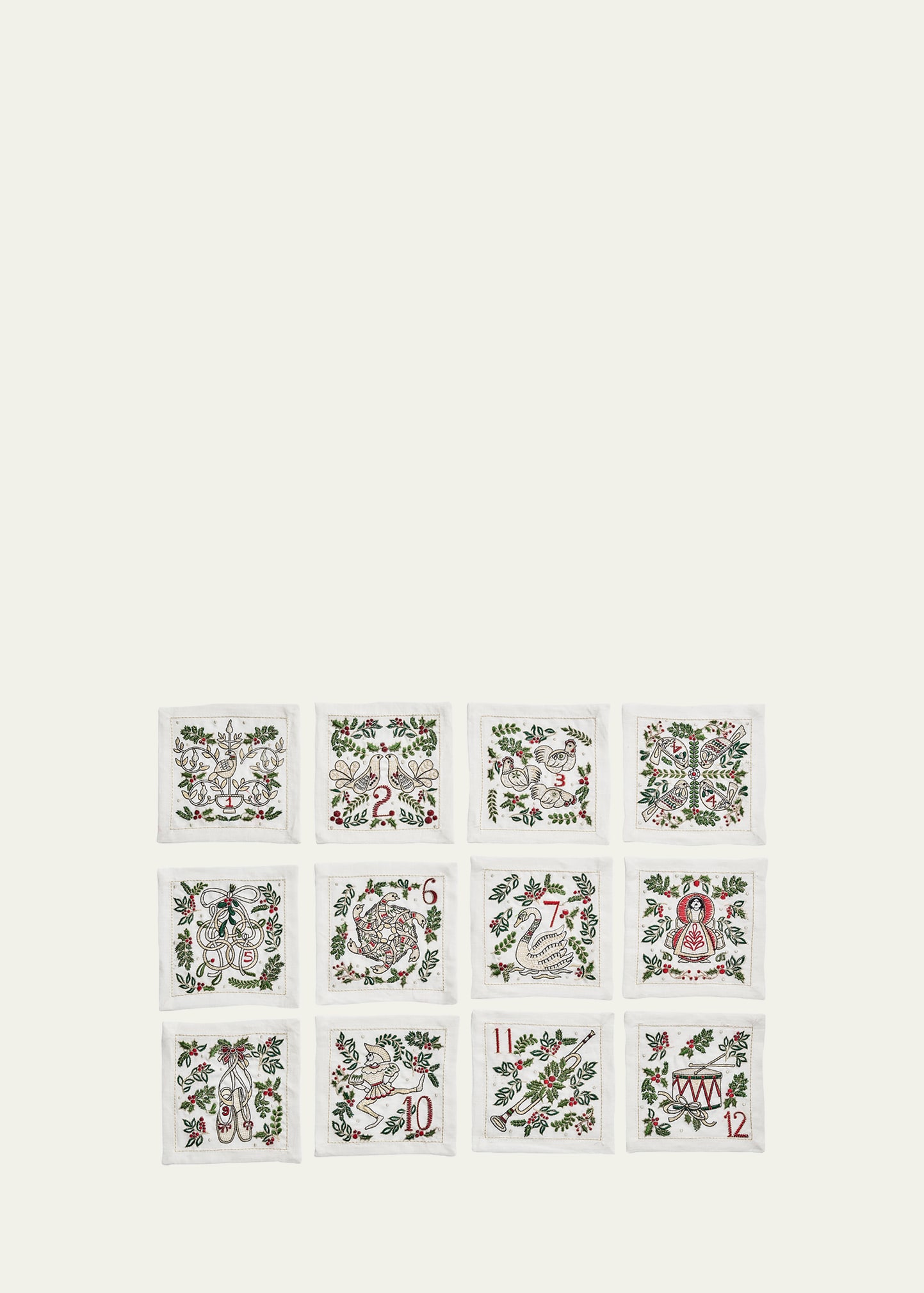 Kim Seybert 12 Days of Christmas Cocktail Napkins