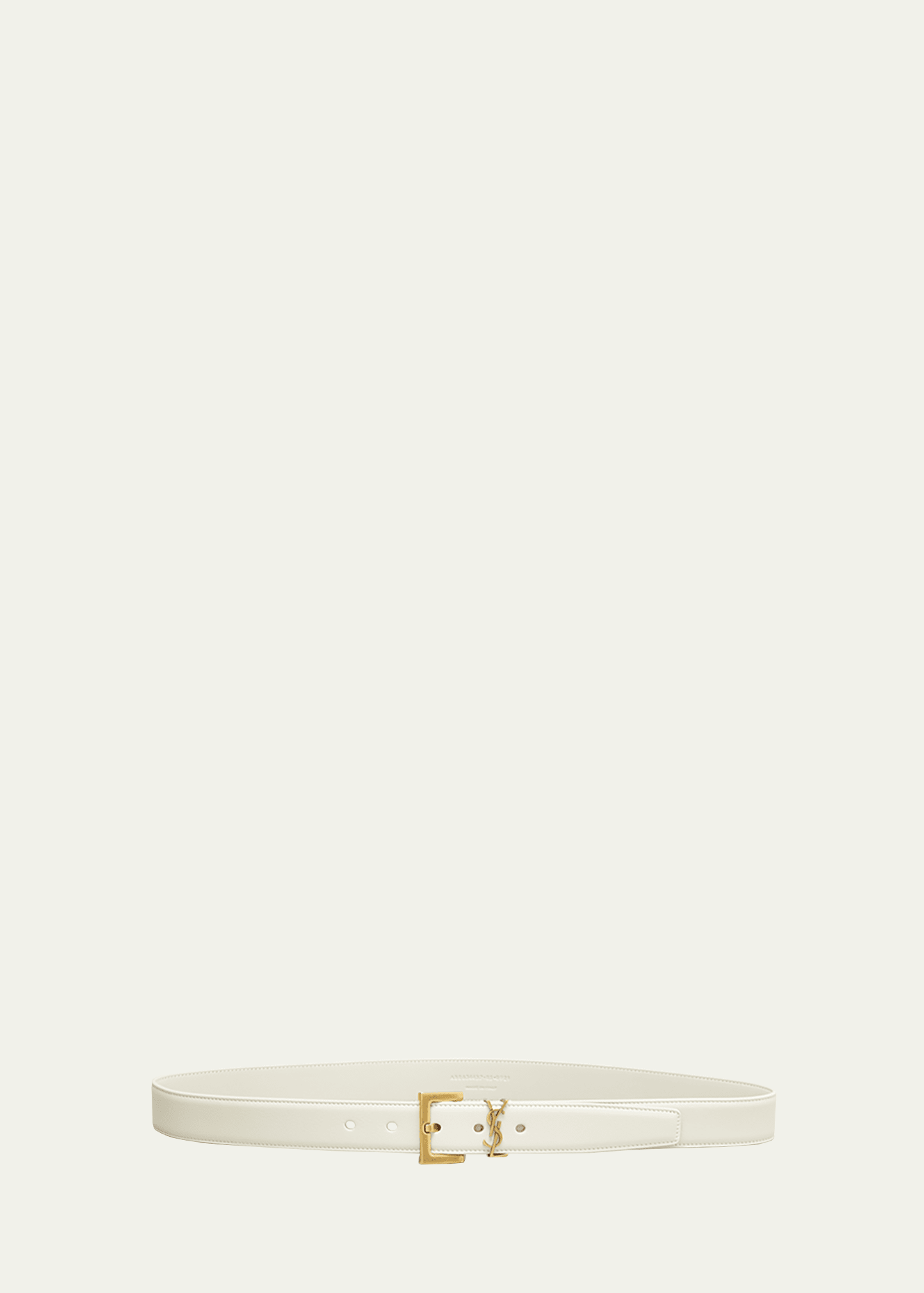 Saint Laurent Off White Leather Belt with Gold YSL Hardware - L/XL NWT Saint Laurent YSL Cassandre Cream Soft Square Buckle  main image 3
