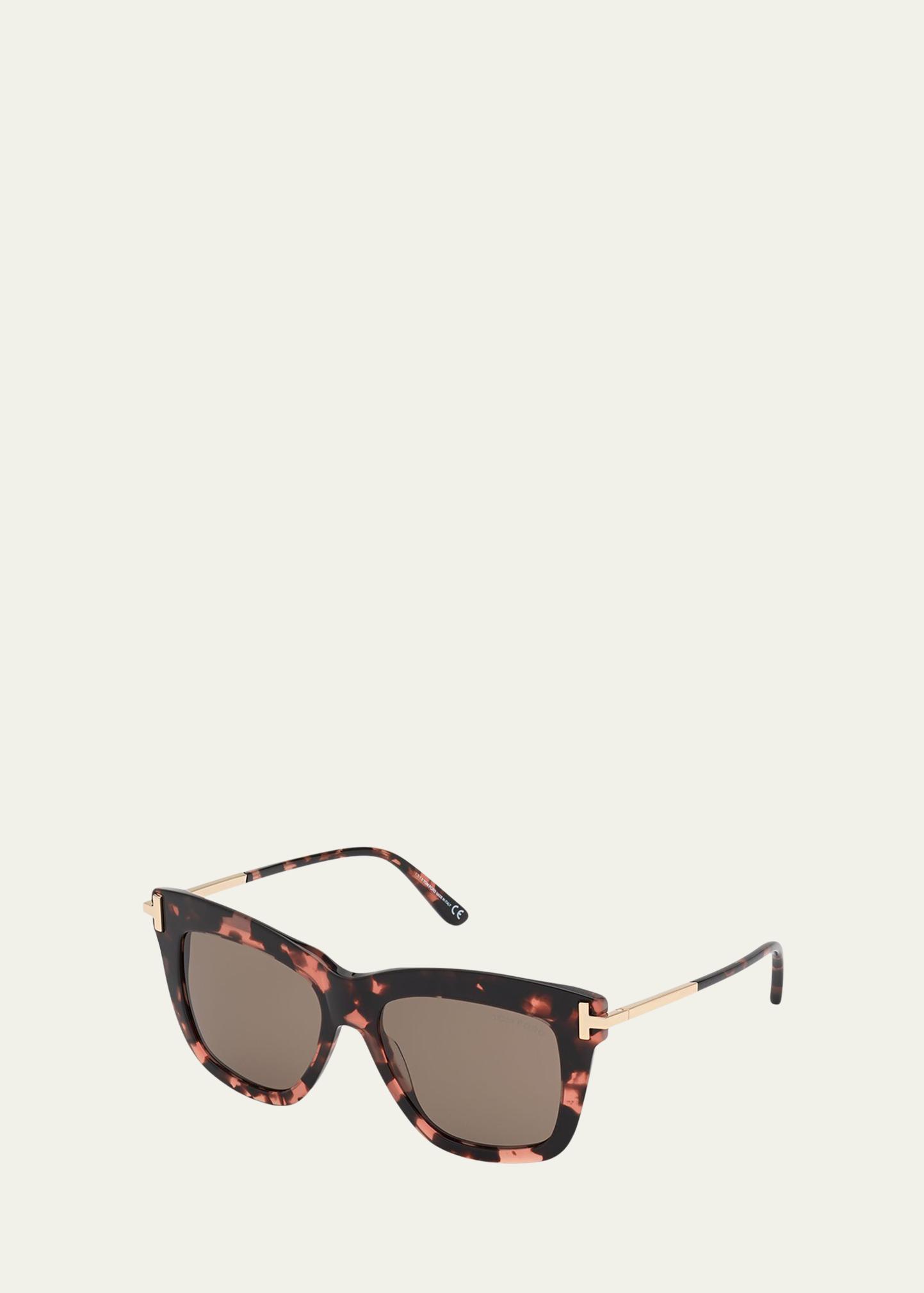 TOM FORD Dasha Oversized Square Acetate Sunglasses, Black 