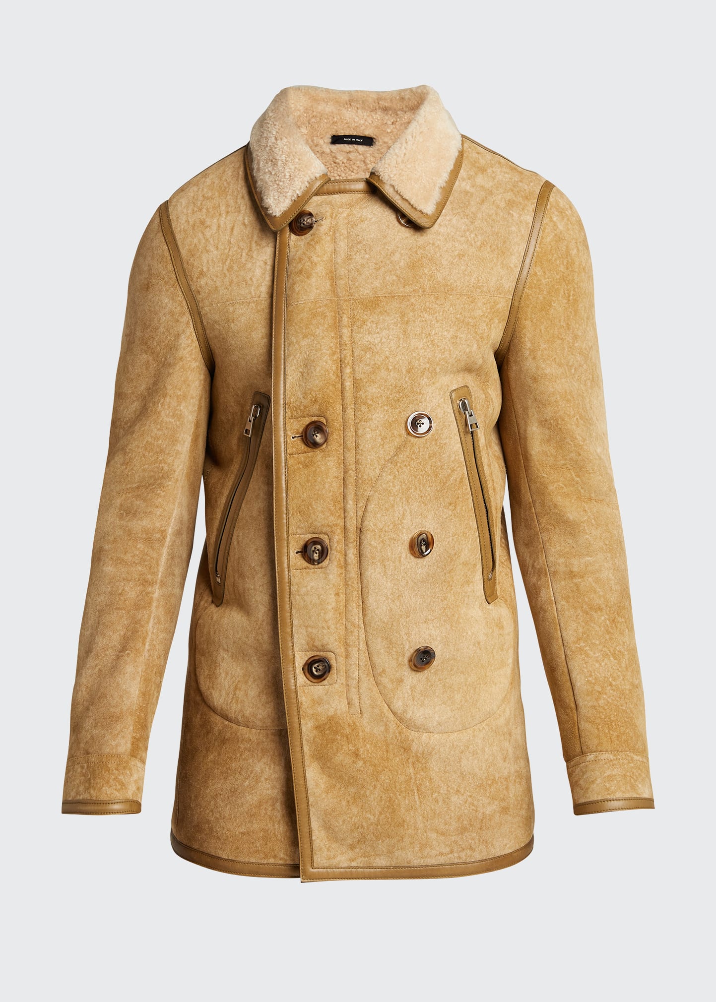TOM FORD Men's Lamb Shearling Pea Coat - Bergdorf Goodman