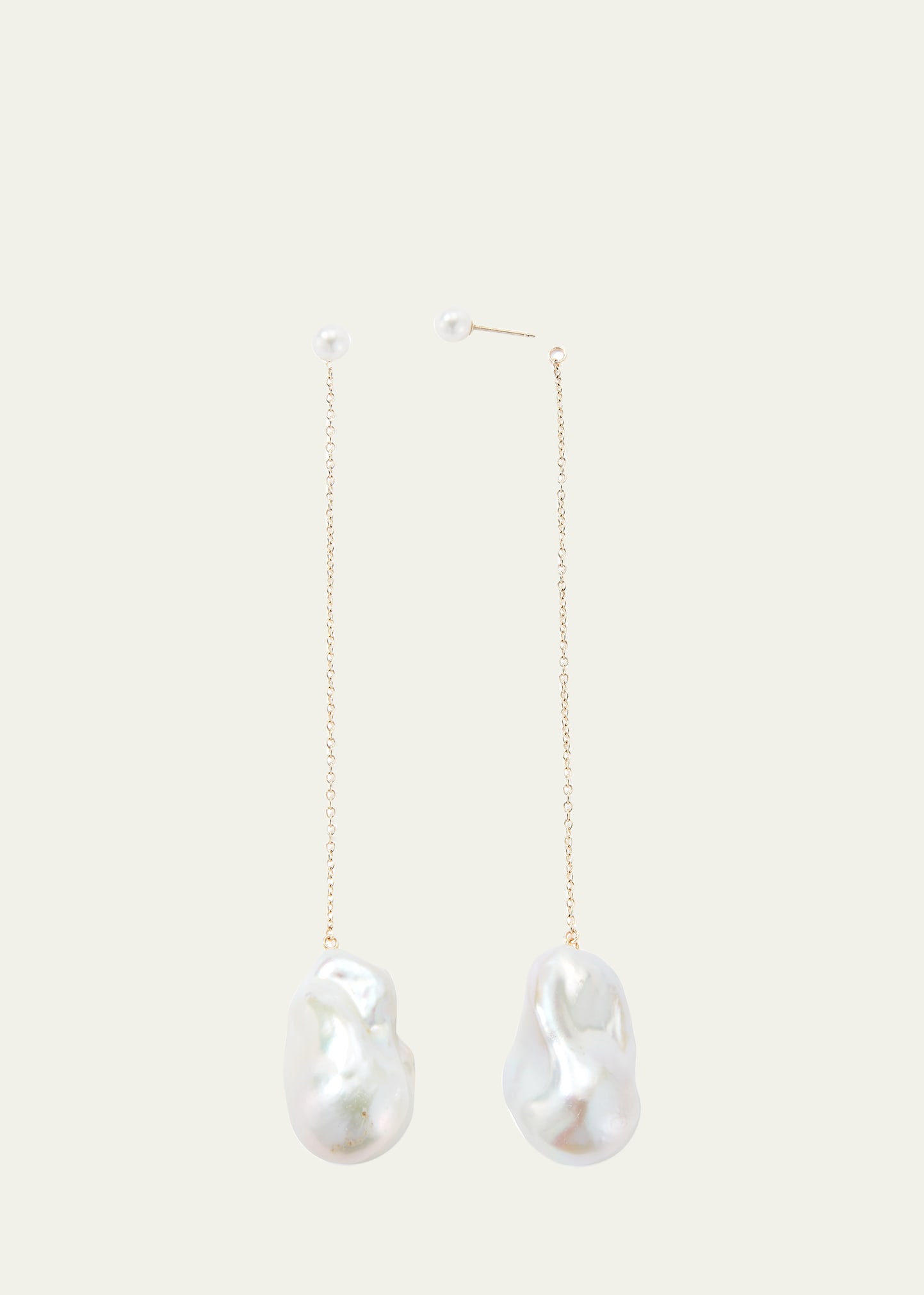 Mizuki 14k Long Chain Drop Earrings with Pearls - Bergdorf Mizuki 14k Long Chain Drop Earrings with Pearls - Bergdorf