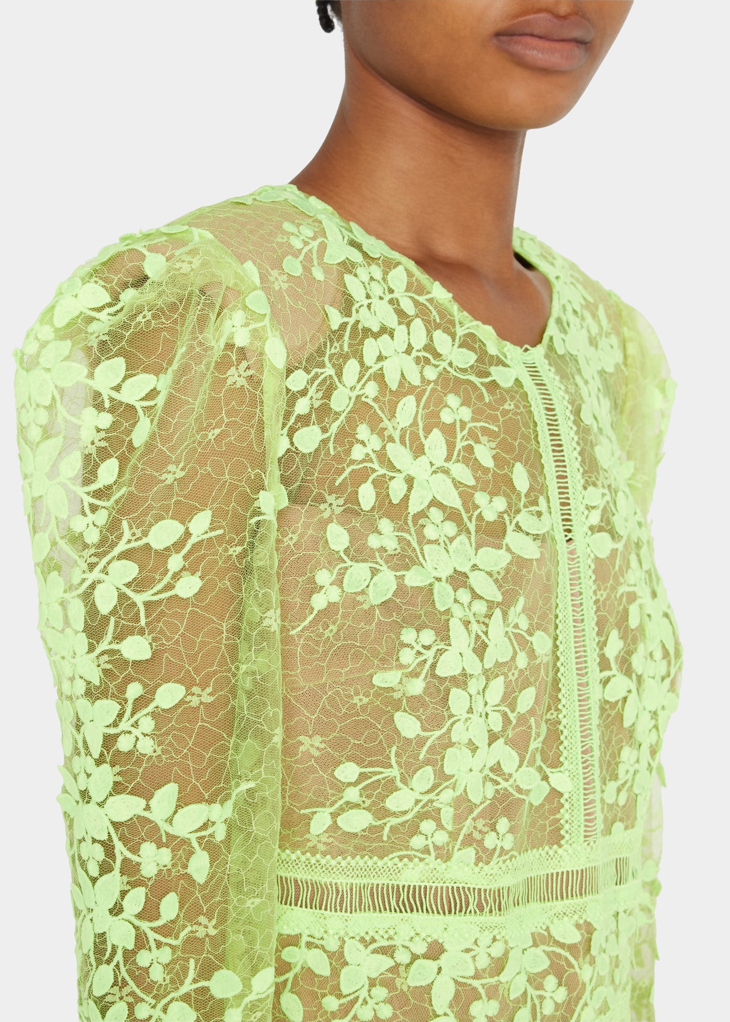 bronx and banco megan long-sleeve lace overlay midi godet dress Bronx and Banco Megan Sleeveless Lace Godet Midi Dress