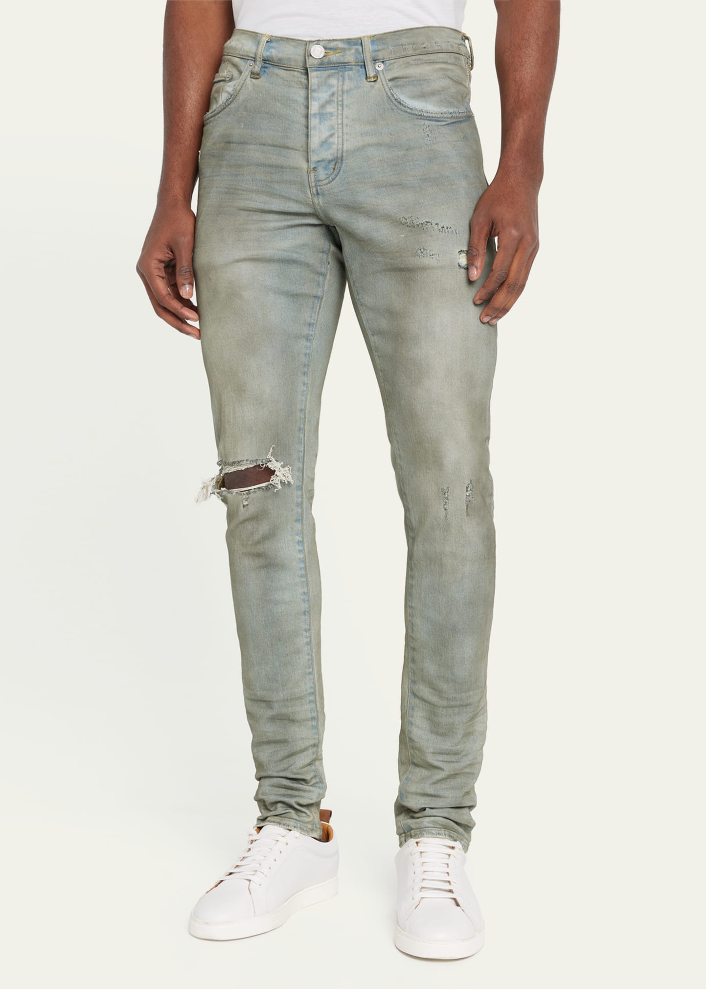 PURPLE Men's P001 Light Dirty Wax Skinny Jeans - Bergdorf Goodman