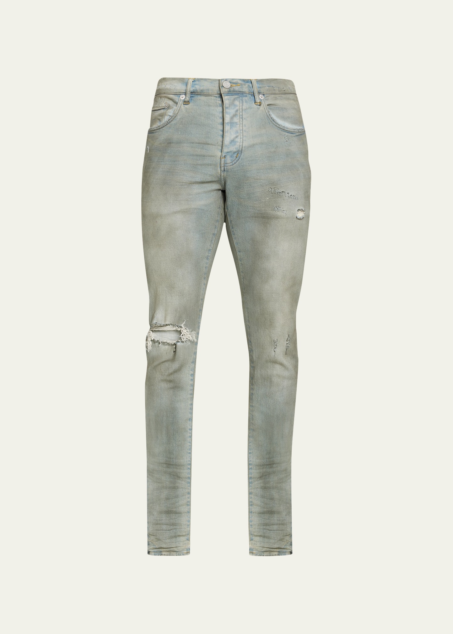 PURPLE Men's Slim-Fit Distressed Denim Skinny Jeans