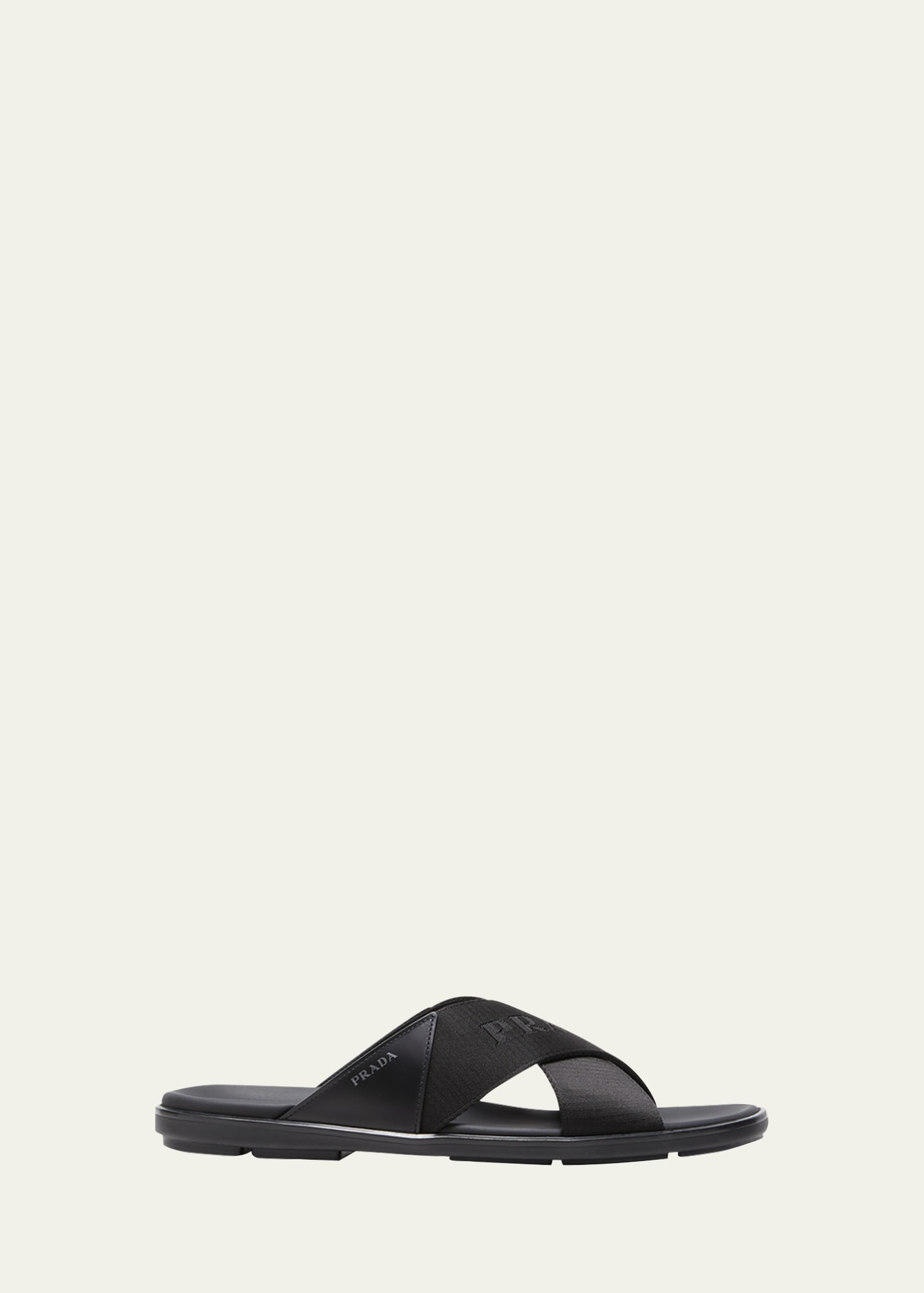 Prada Men's Nastro Web Logo Slide Sandals - Bergdorf Goodman