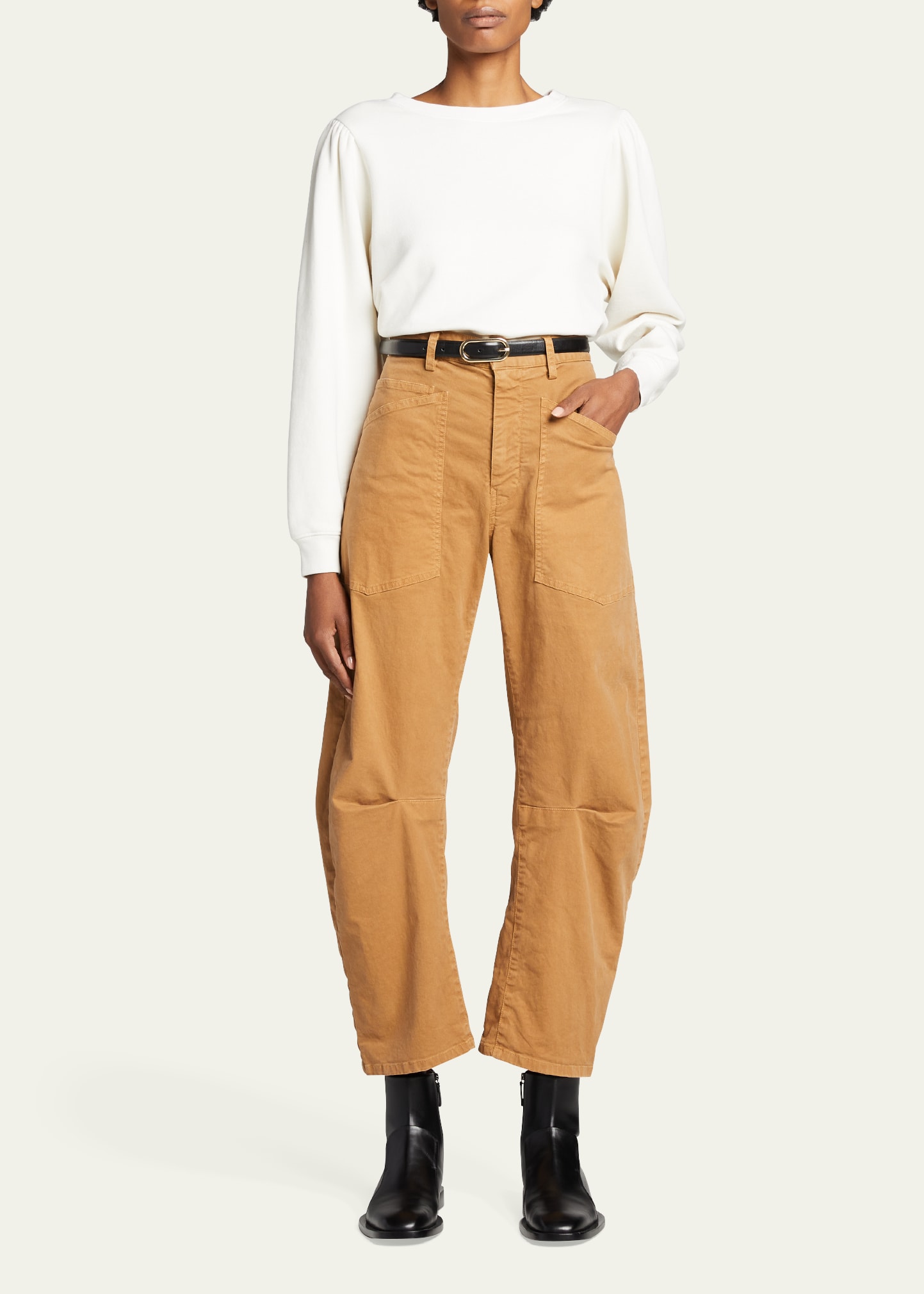 GW 割希少WVDT-PTM05 mill TROUSERS NYCOSATIN Nili Lotan Shon Mid-Rise Cropped Pants - Bergdorf Goodman
