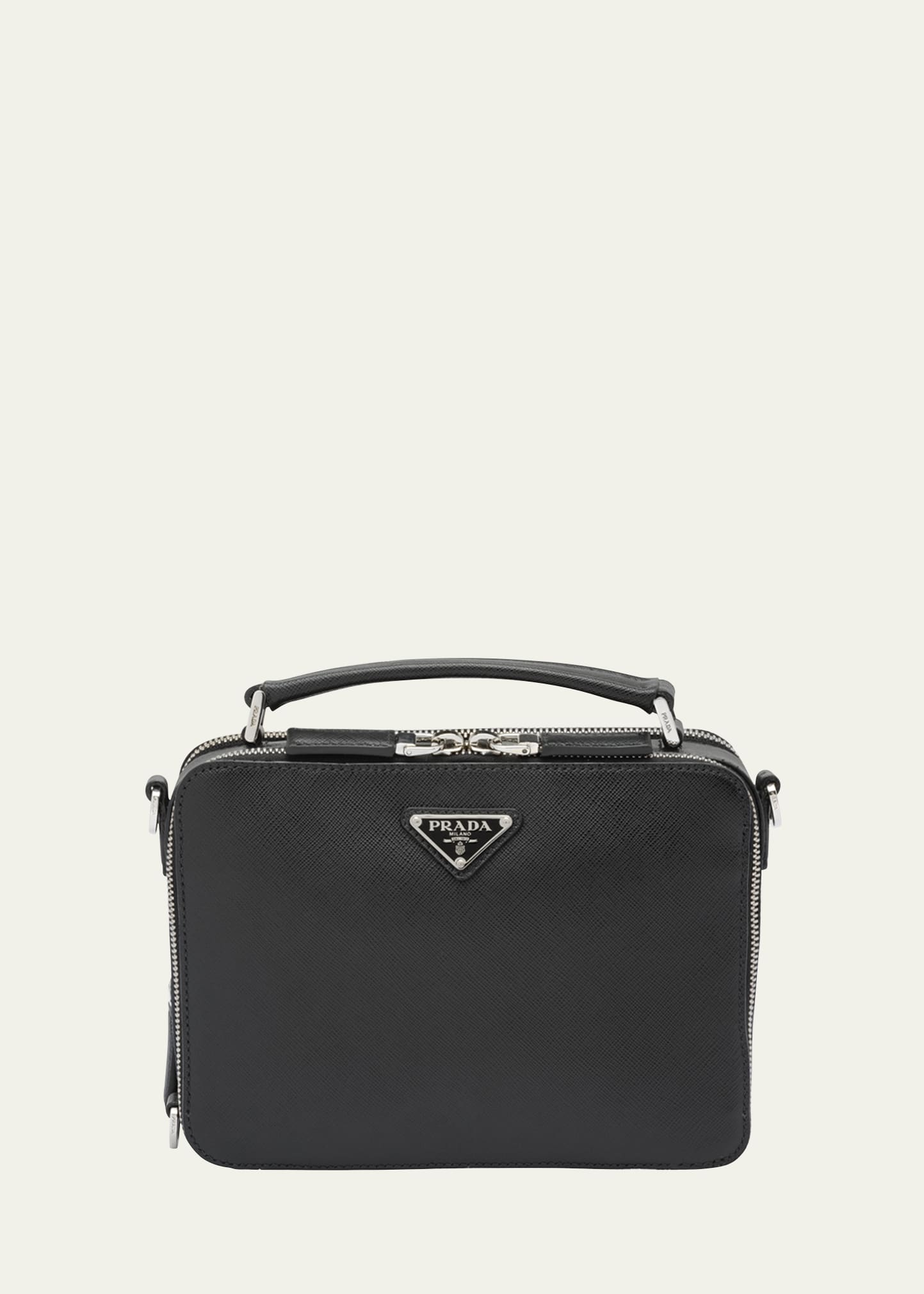 Prada Brique Saffiano Leather Cross-body Bag in Black for Men