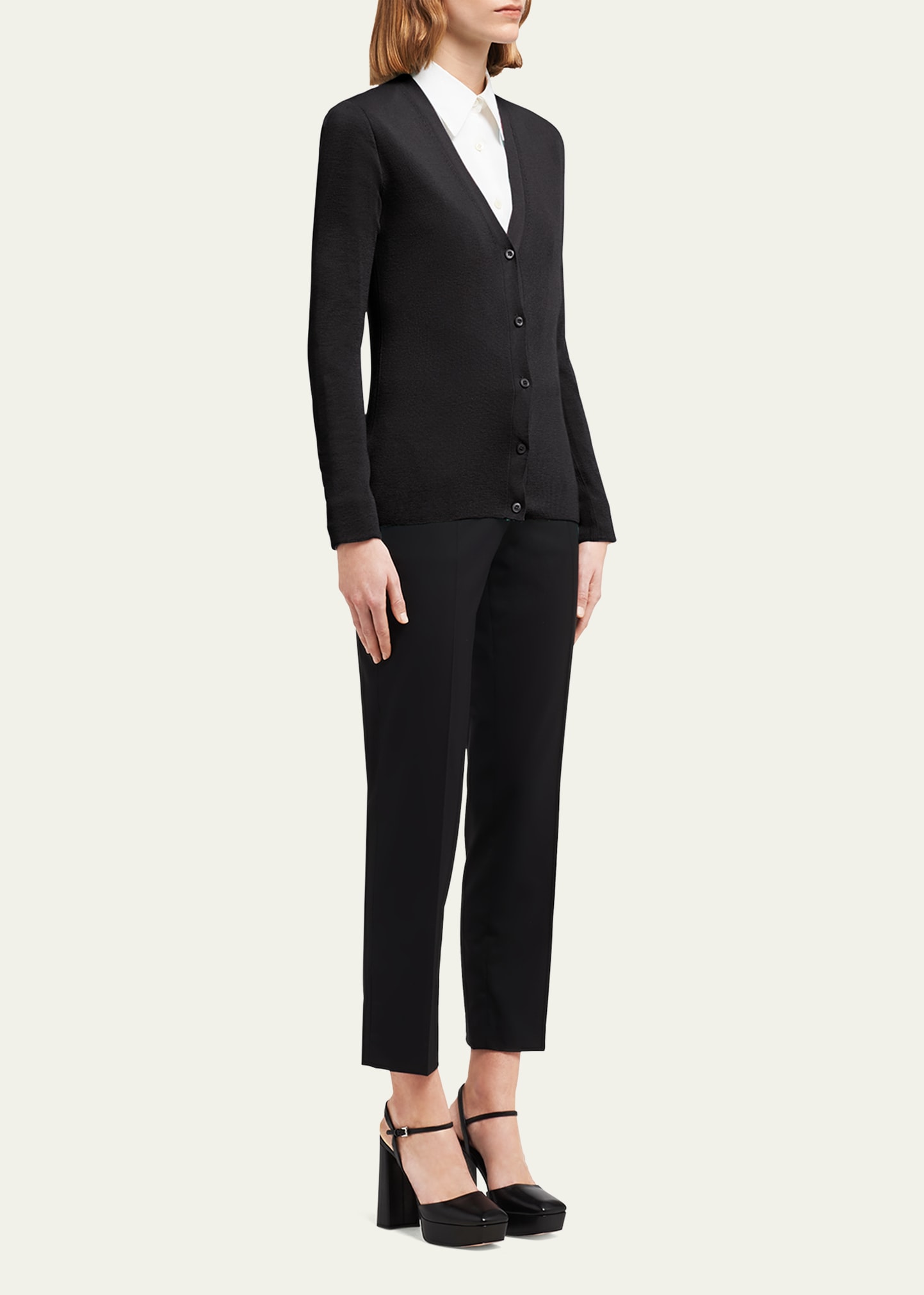 Prada V-Neck Cashmere-Silk Cardigan - Bergdorf Goodman