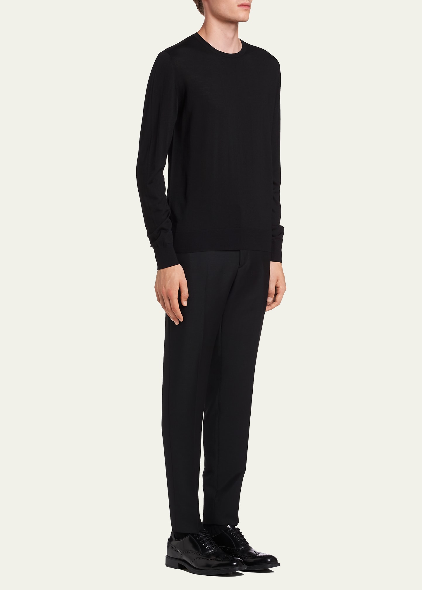 Prada Men's Worsted Wool Crewneck Sweater - Bergdorf Goodman