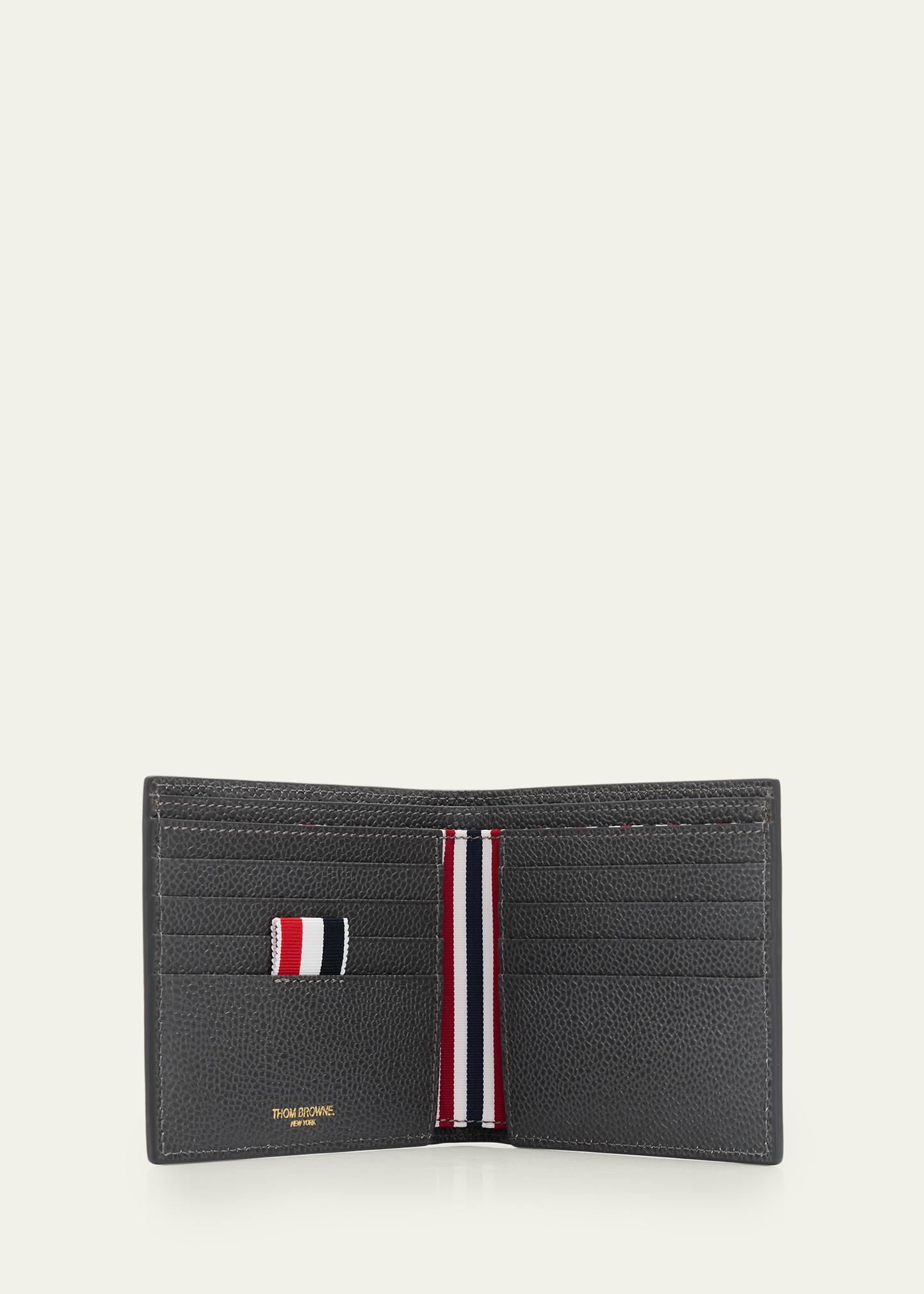 Thom Browne Pebble Grain Leather Billfold w/ 4 Bar Applique Stripe 