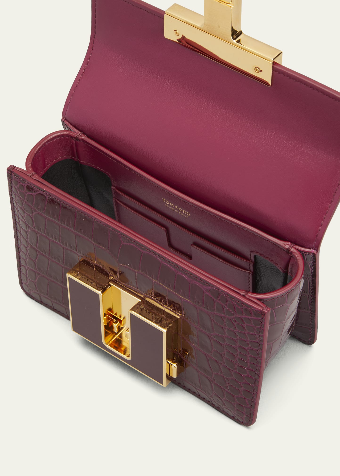 TOM FORD Small T-Clasp Croc-Embossed Shoulder Bag - Bergdorf Goodman