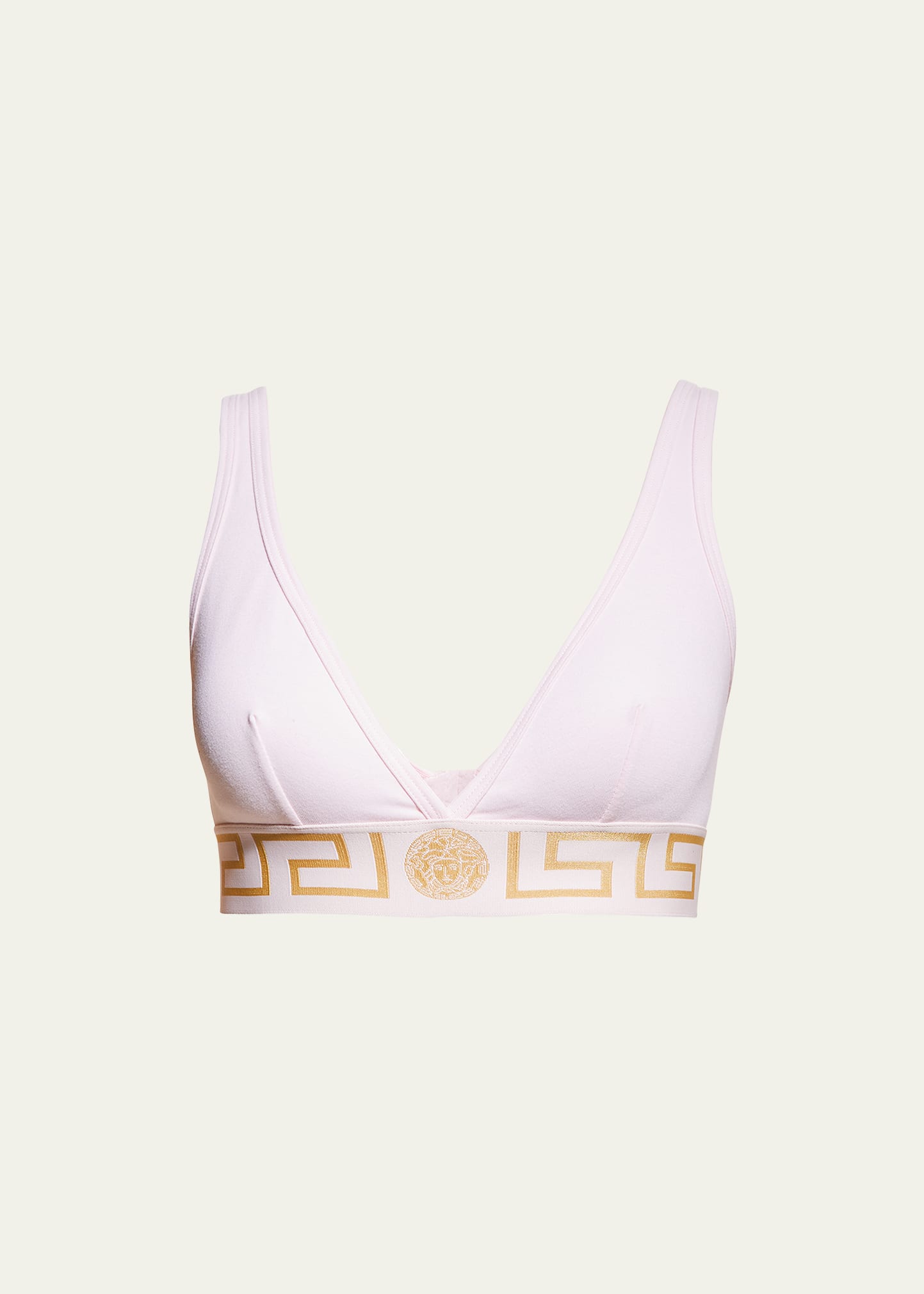 Pink Greca Border Bralette by Versace Underwear on Sale
