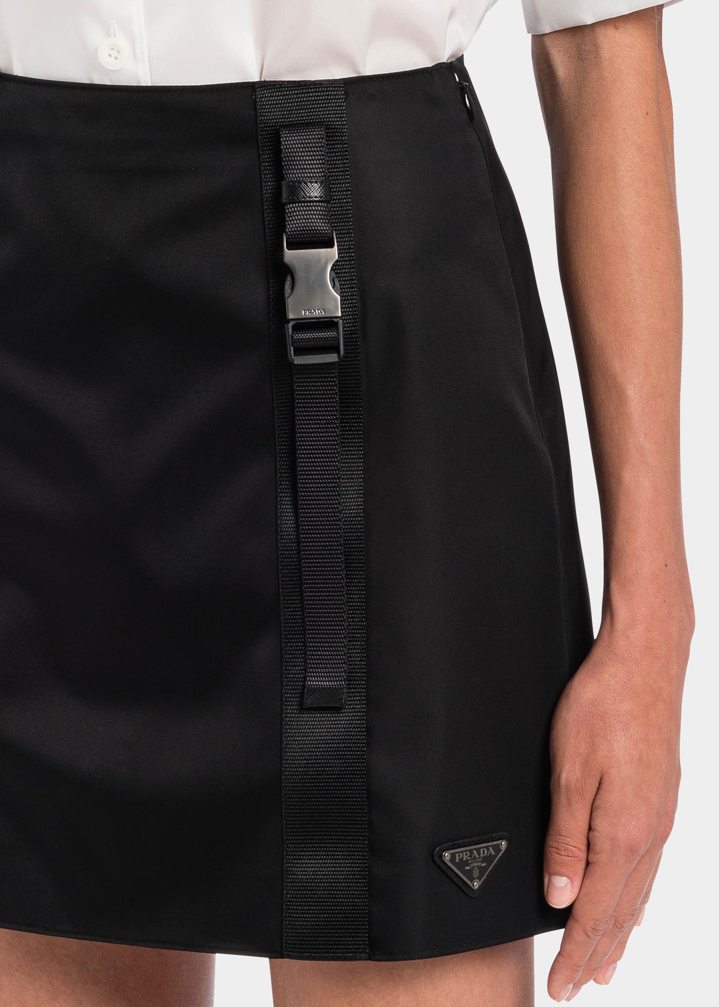 Prada Re-Nylon Logo Buckle Mini Skirt - Bergdorf Goodman