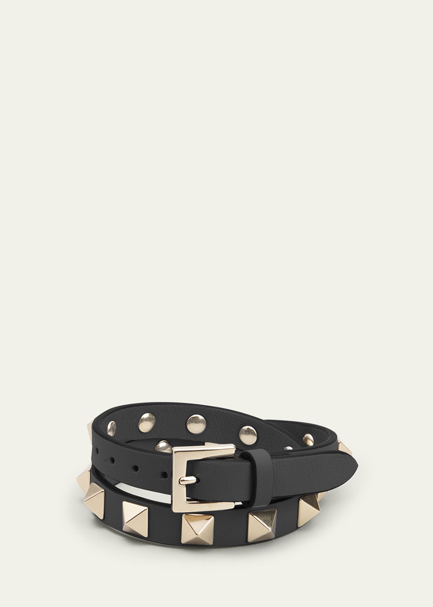 Valentino Garavani Rockstud Leather Double Wrap Bracelet - Bergdorf Goodman