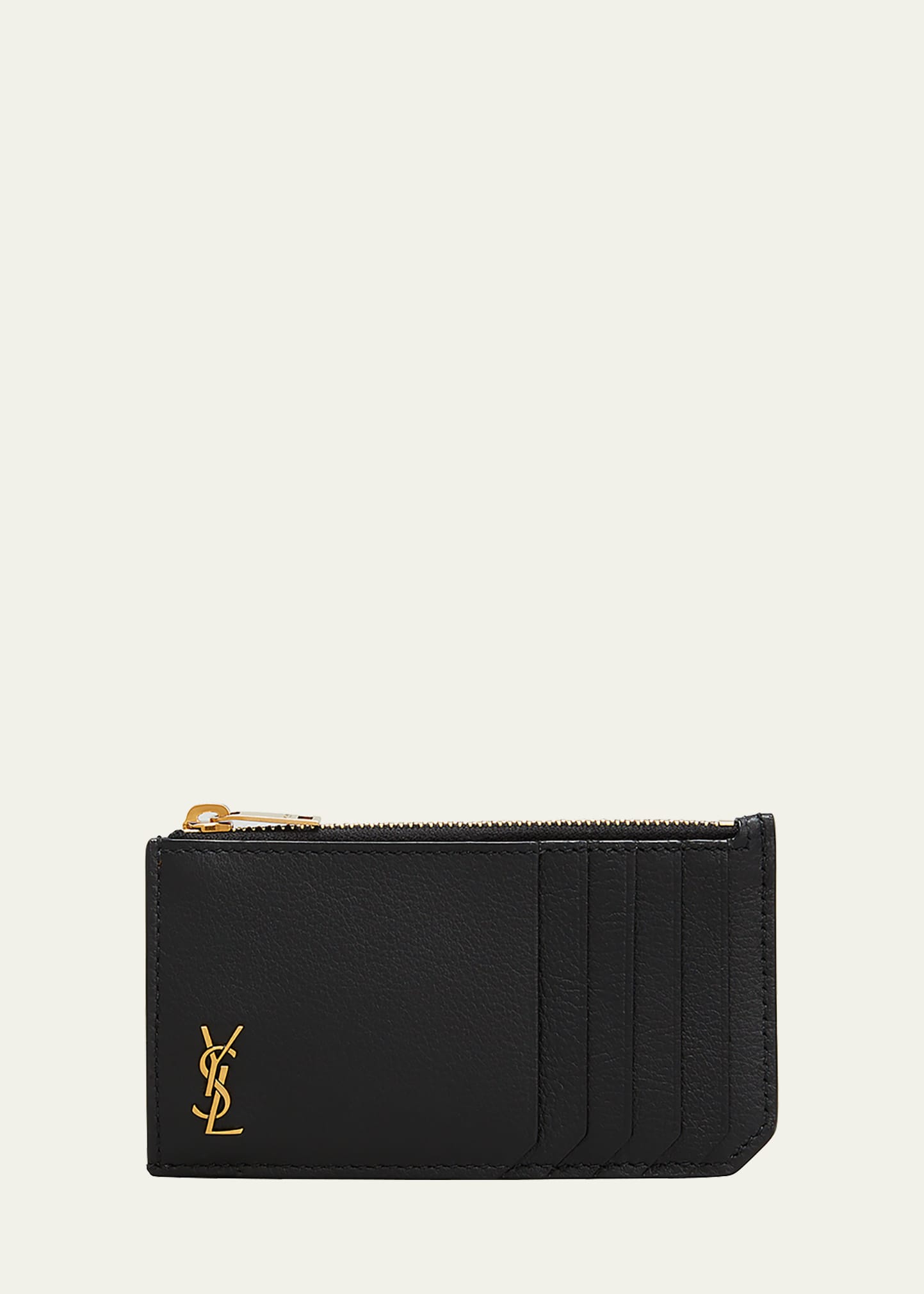 Buy Saint Laurent Credit Card Holder With Zip Pouch 'Black