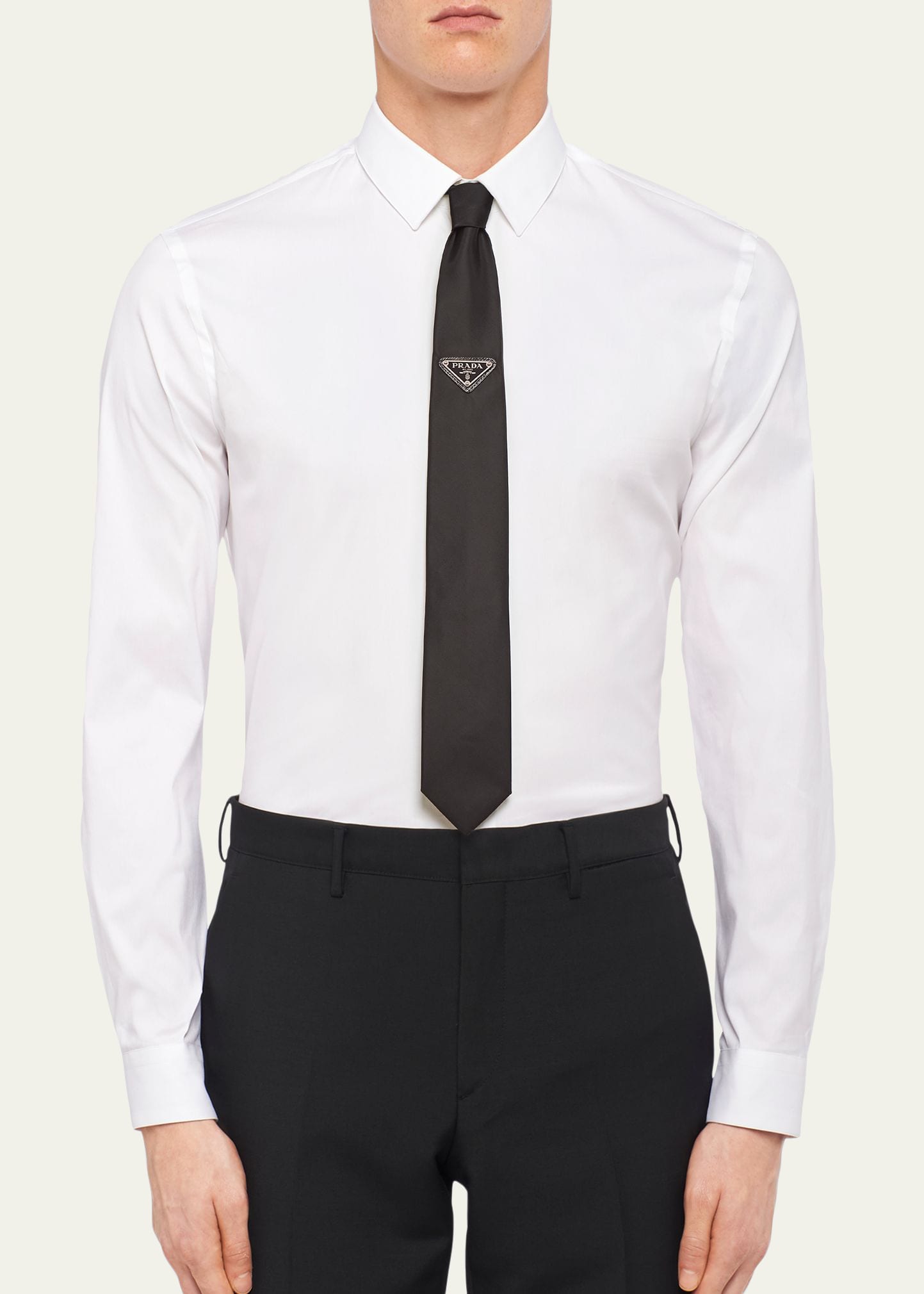 Prada Re-Nylon Gabardine Tie with Logo - Bergdorf Goodman