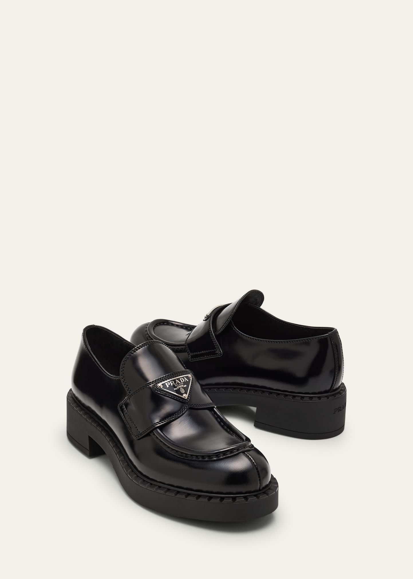 ★PRADA★関税込♪NEW♪ロゴ クロシェ ローファー Prada Leather Triangle Logo Loafers - Bergdorf Goodman