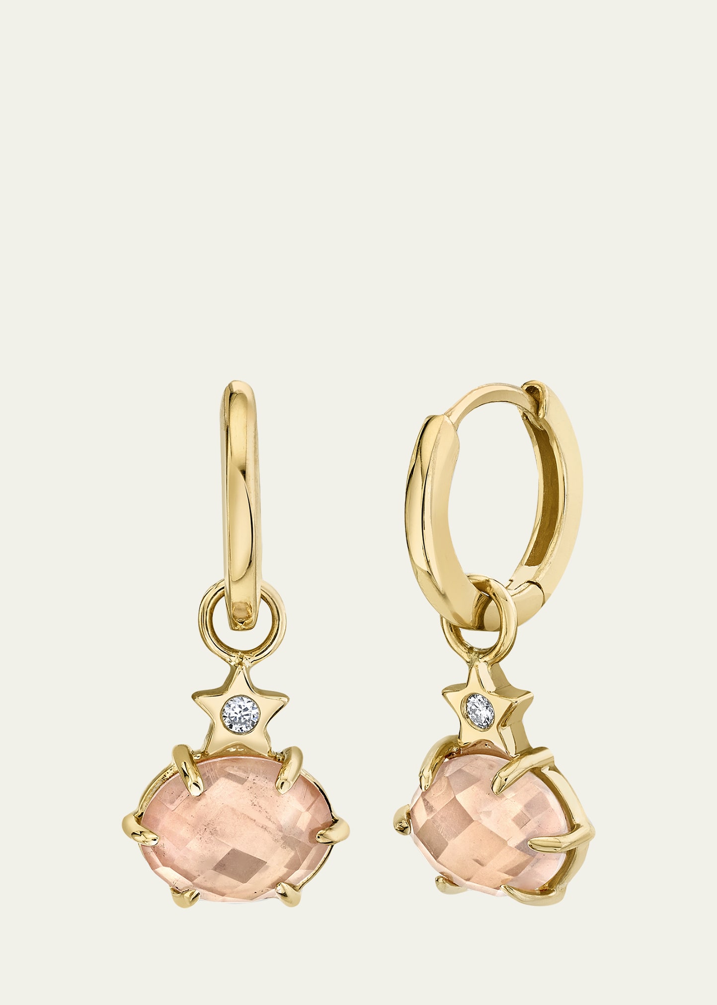 Andrea Fohrman Mini Cosmo Hoop Earrings in Rose Quartz