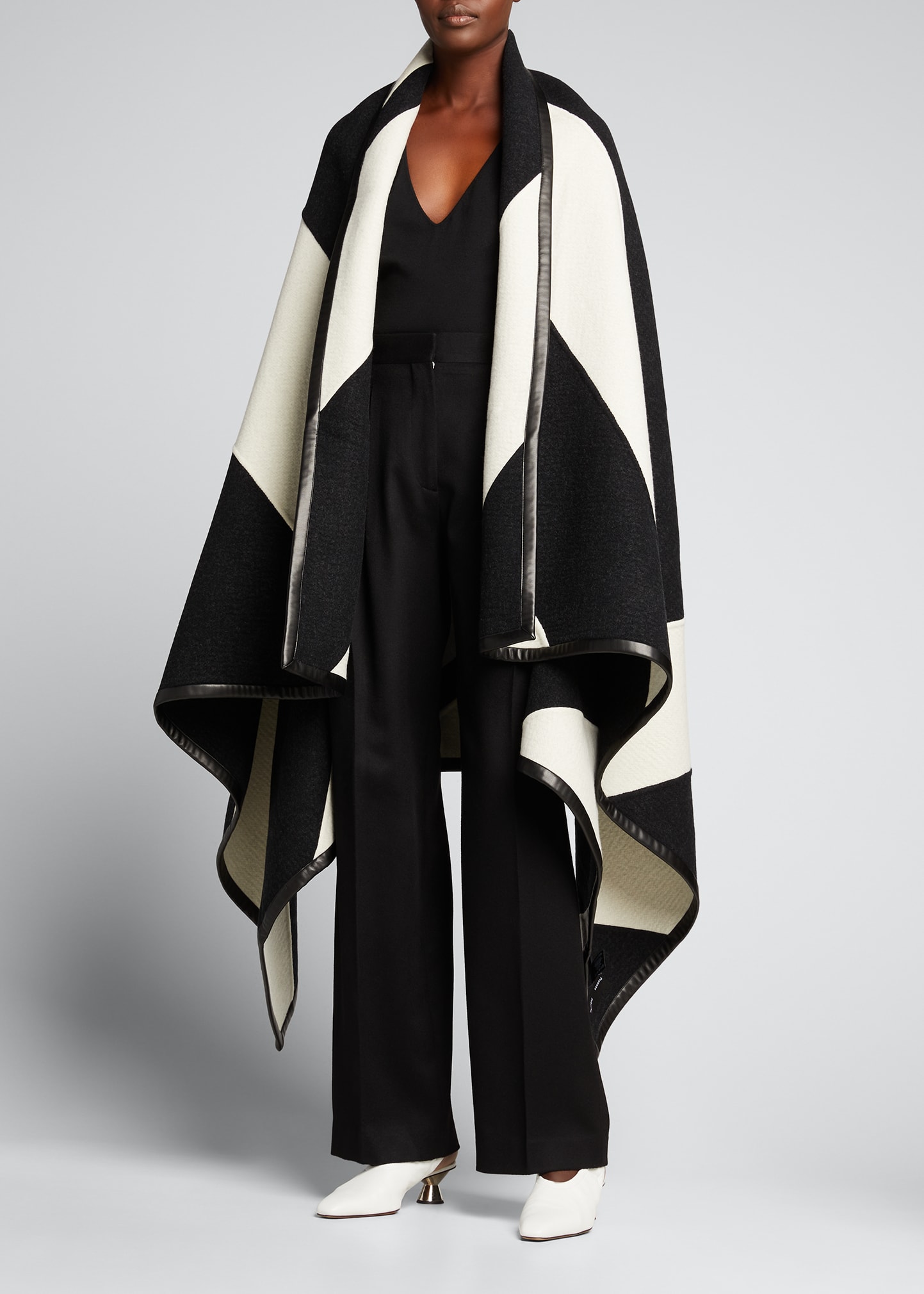 Proenza Schouler Colorblock Cashmere Blanket Cape