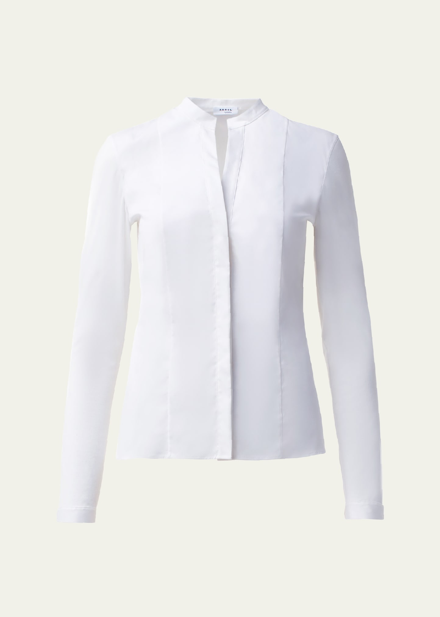Akris punto Long-Sleeve Cotton Jersey-Back Blouse | Thumbnail 6 Akris punto Long-Sleeve Cotton Jersey-Back Blouse | Thumbnail 6