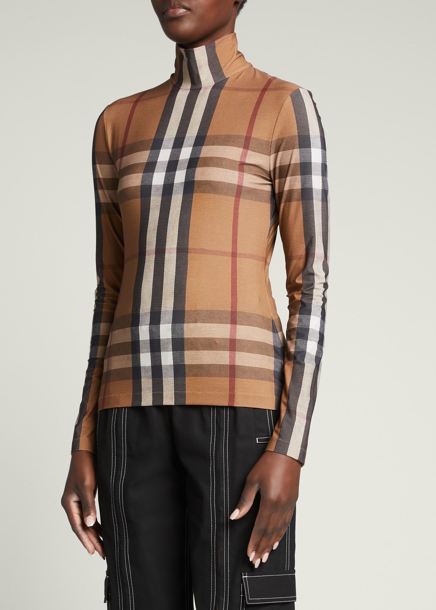 Burberry Emery Check Turtleneck Top - Bergdorf Goodman